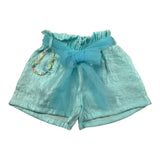 Miss Grant Short Tinta Unita con Cintura per Bambina MG1324J AZZURRO MISS GRANT 