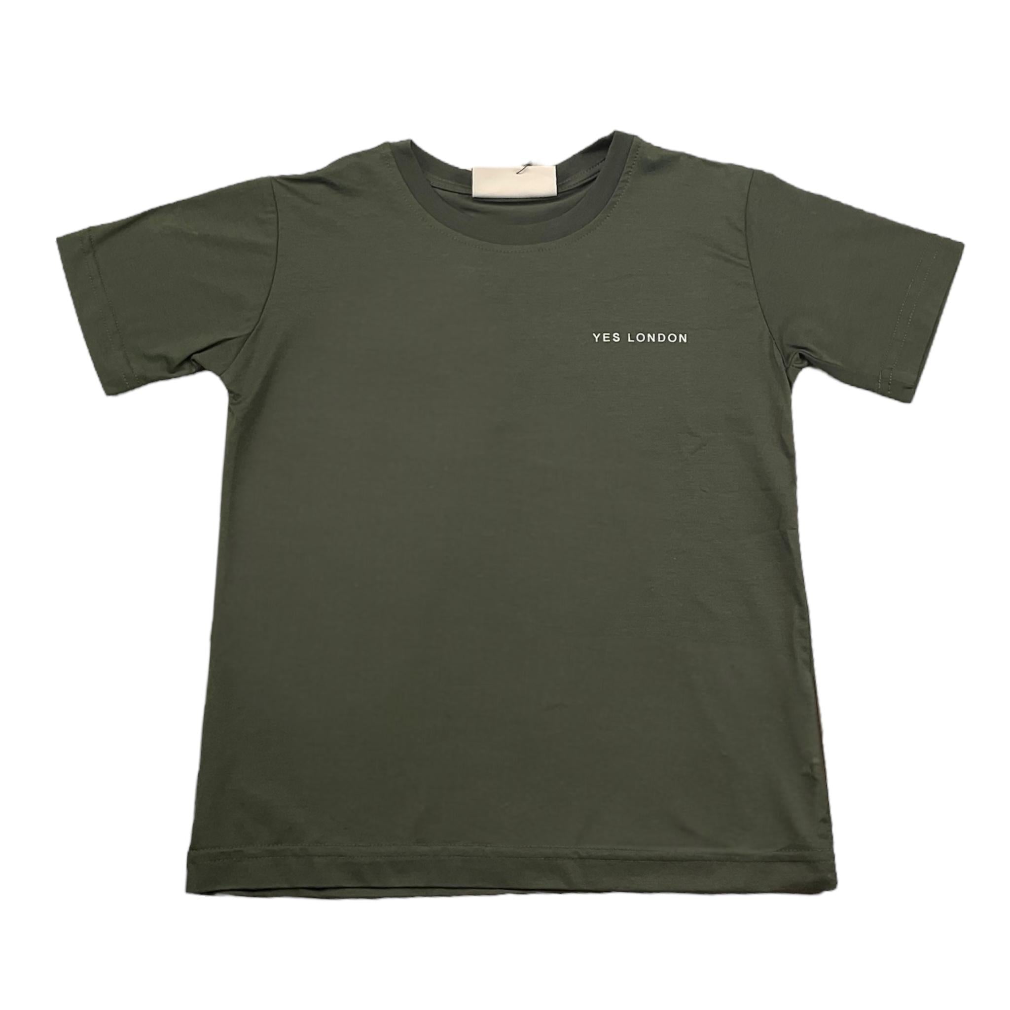 Yes London T-Shirt Girocollo Tinta Unita con Logo per Bambino JR2143 VERDE YES LONDON 