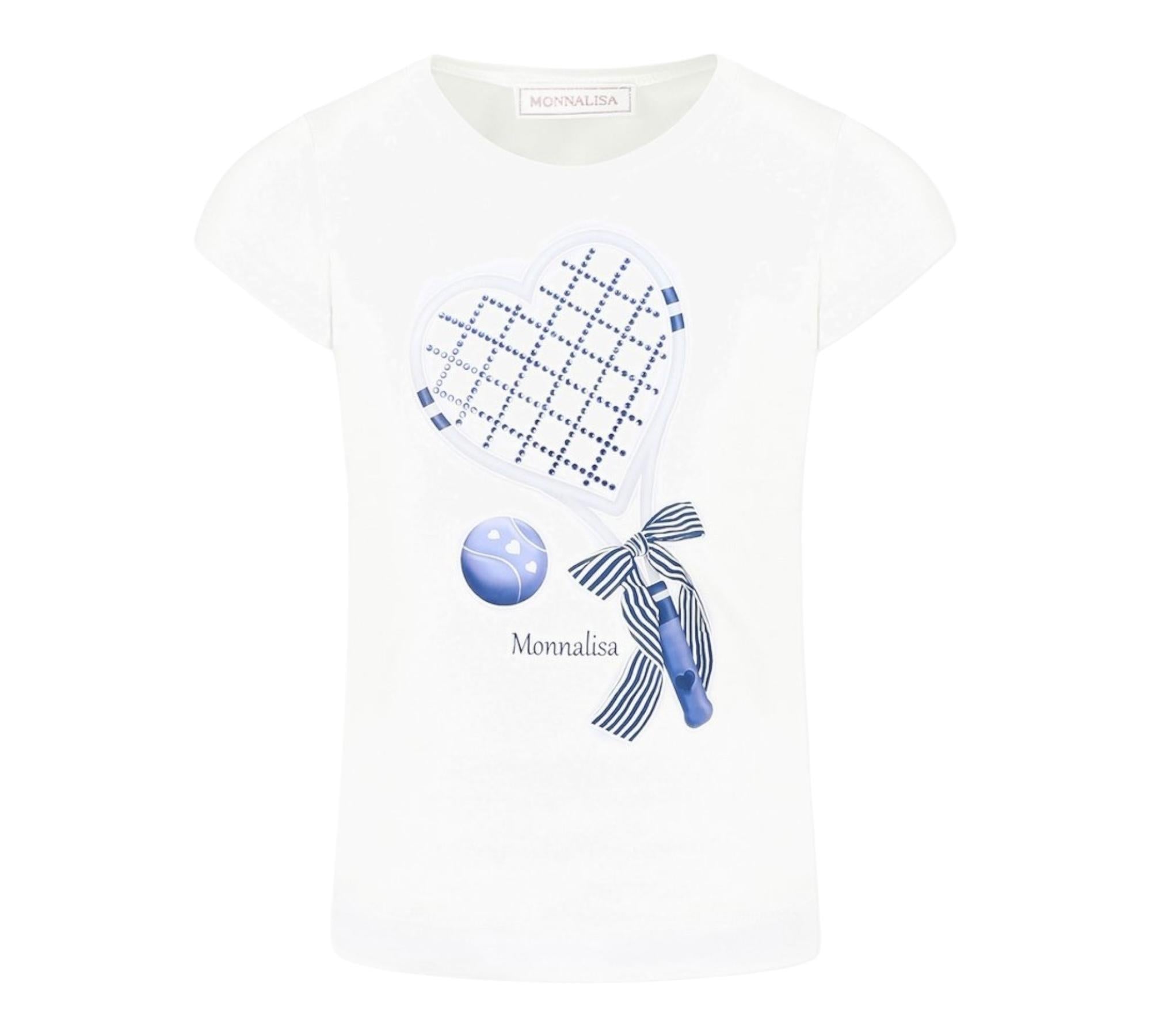 Monnalisa T-Shirt Girocollo Tinta Unita con Stampa per Bambina 19E603 BIANCO MONNALISA 