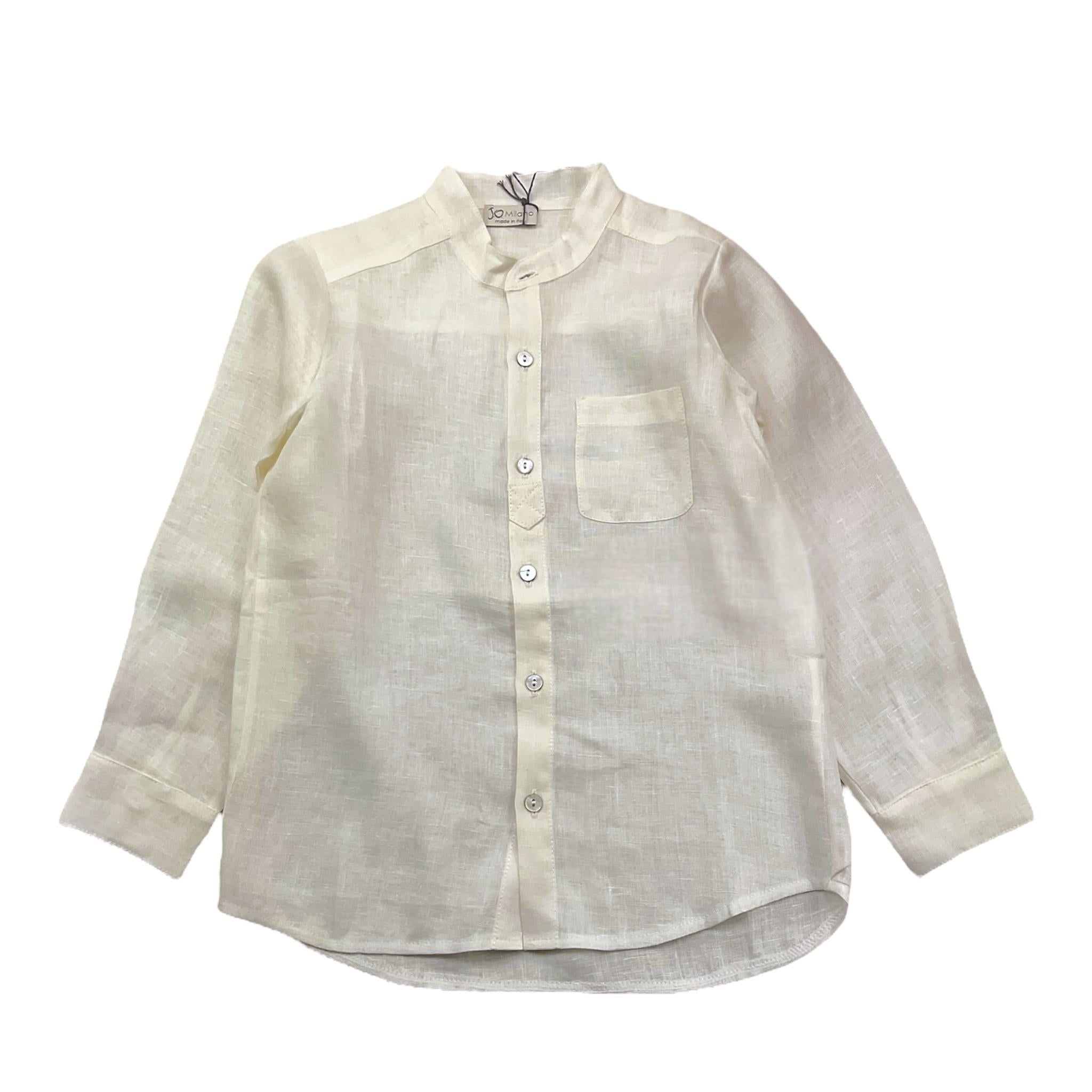 J.O. Milano Camicia Tinta Unita con Colletto Coreano per Bambino 376ZS PANNA J.O. MILANO 