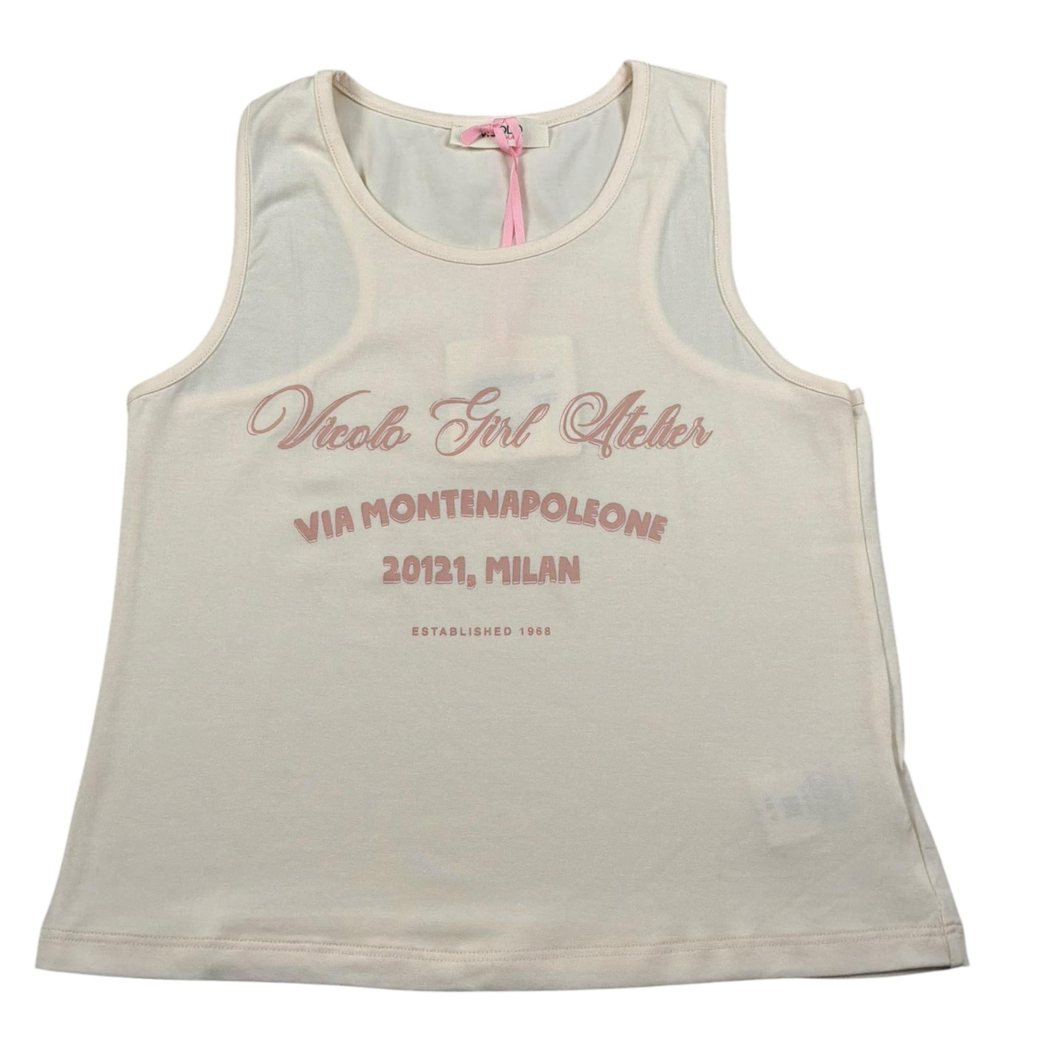 Vicolo Canotta Girocollo Tinta Unita con Stampa per Bambina 3146M00269X ROSA VICOLO 