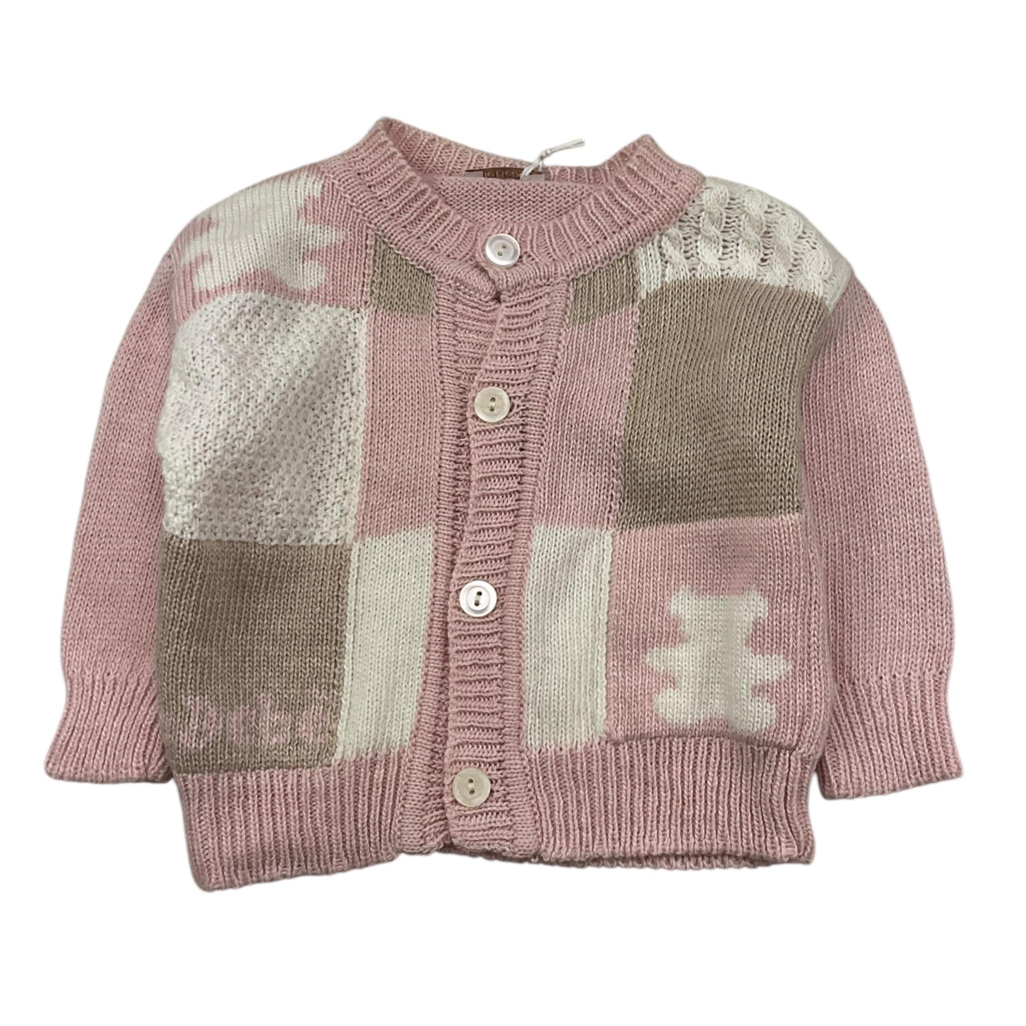 LE BEBE' cardigan tinta unita con stampa Rosa per Neonata LBG5937 ROSA LE BEBE' 