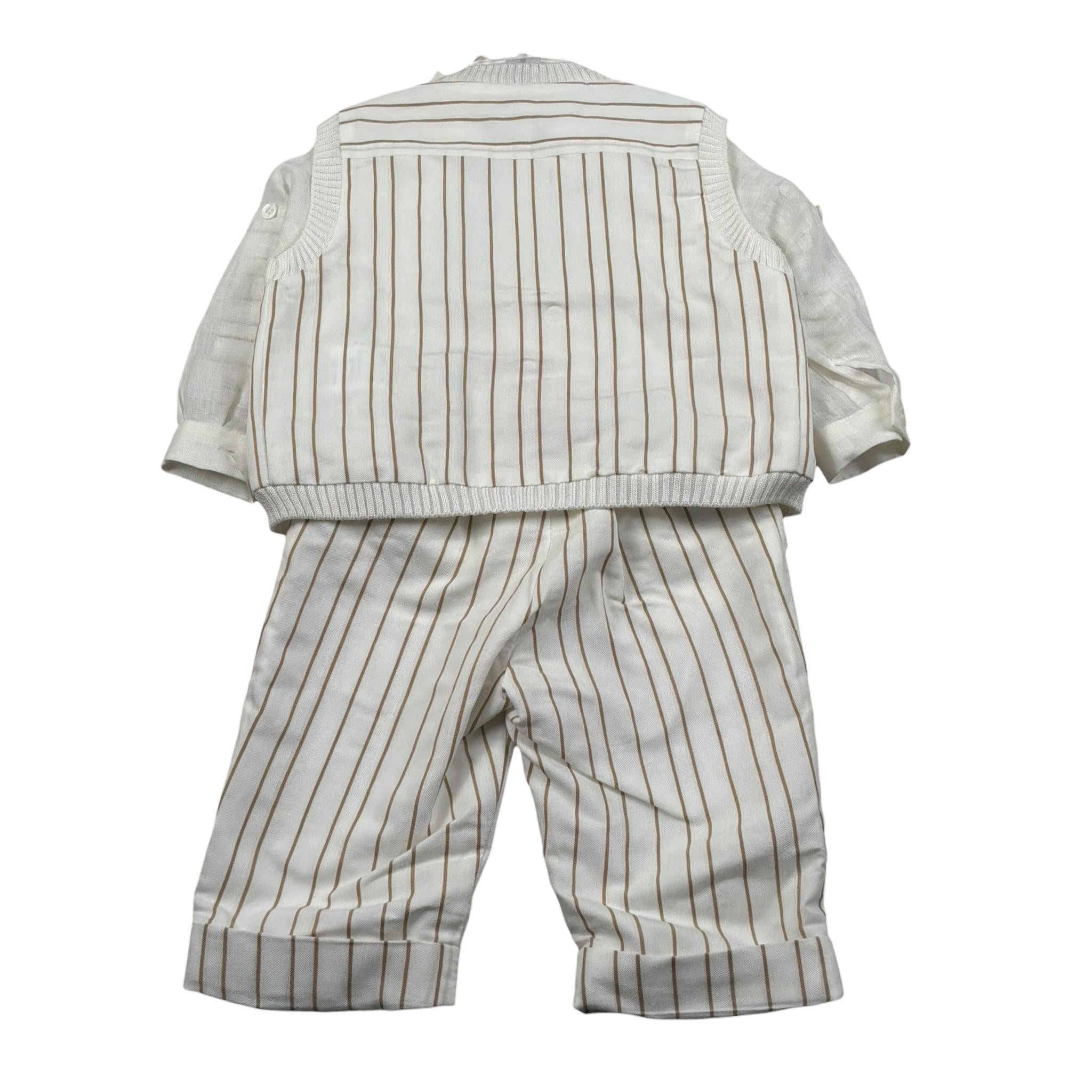 Marlu' Completo 3 Pezzi Camicia-Pantalone-Gilet per Neonato EM60461 PANNA MARLU' 