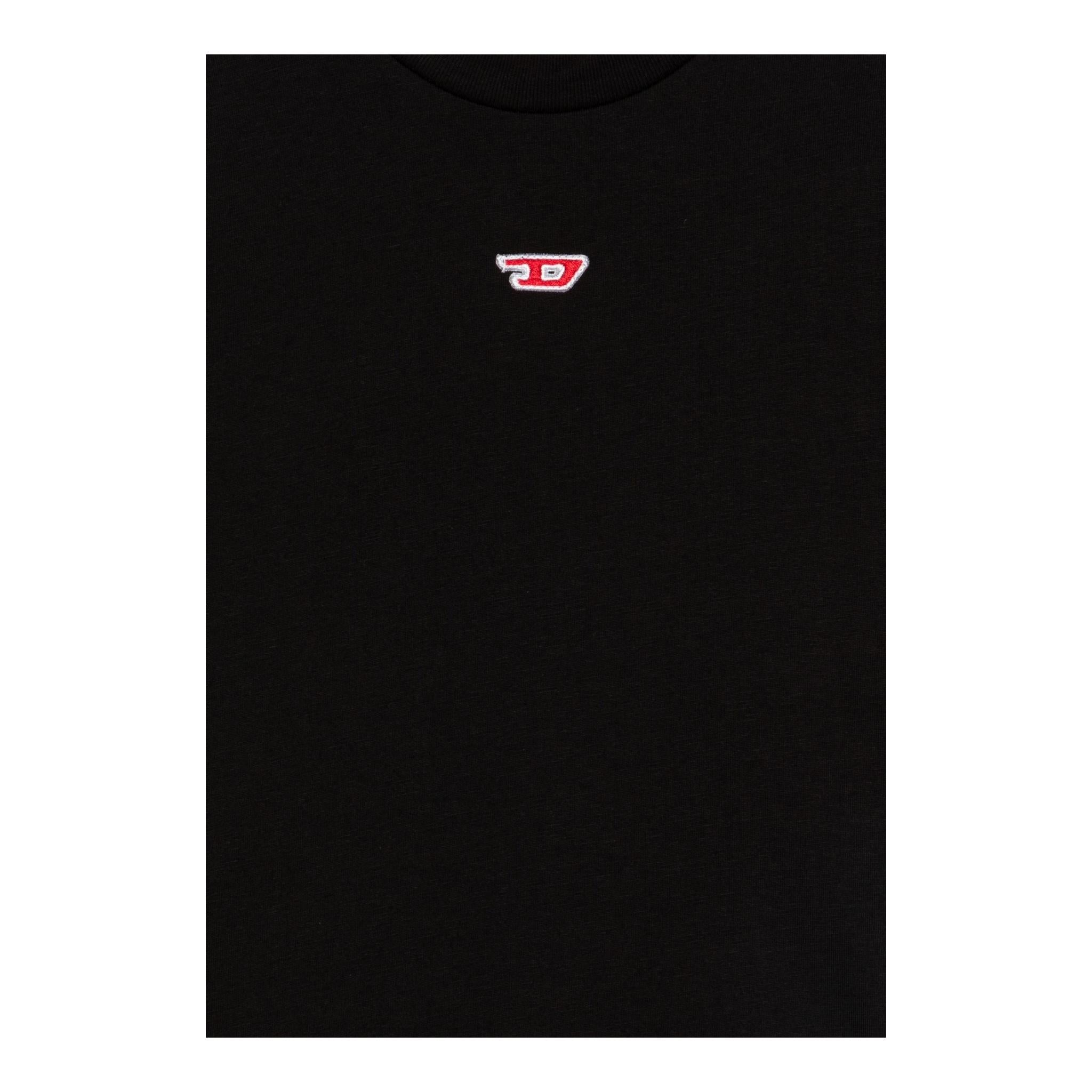 Diesel T-Shirt Girocollo Tinta Unita con Stampa per Bambino J02237X NERO DIESEL 