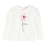 MONNALISA shirt tinta unita cn fiore Bianco per Neonata 37D609N BIANCO MONNALISA 