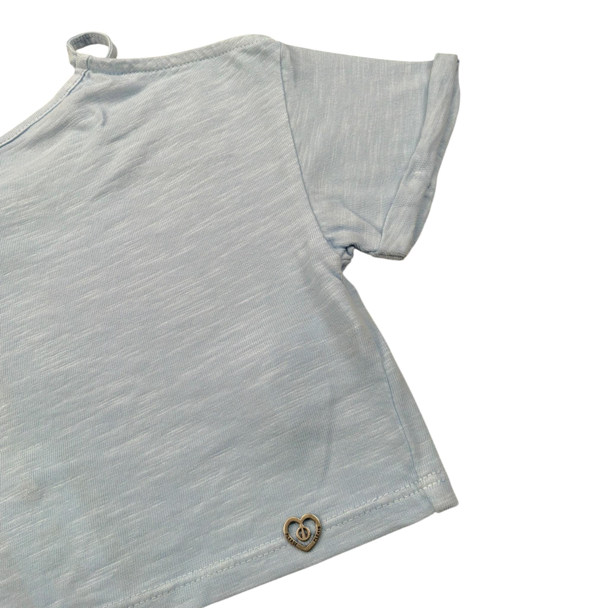 Please Top Mezza Manica Tinta Unita per Bambina MBG3030G72 AZZURRO PLEASE 