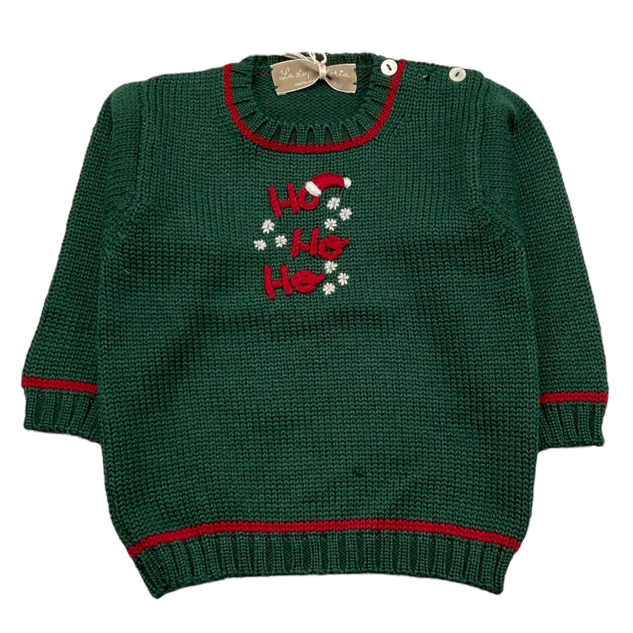 LA STUPENDERIA maglia girocollo tinta unita con ricami Verde per Neonato WCPL61N VERDE LA STUPENDERIA 