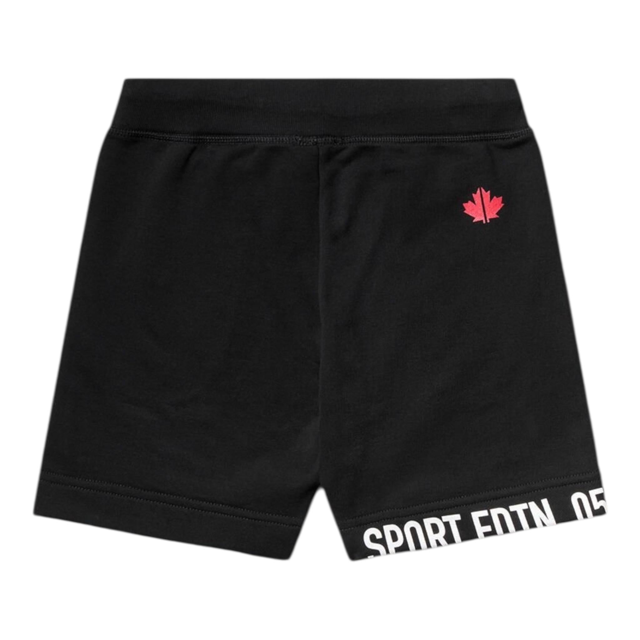 Dsquared2 Bermuda Felpa Tinta Unita con Logo per Bambino DQ0667 NERO DSQUARED2 