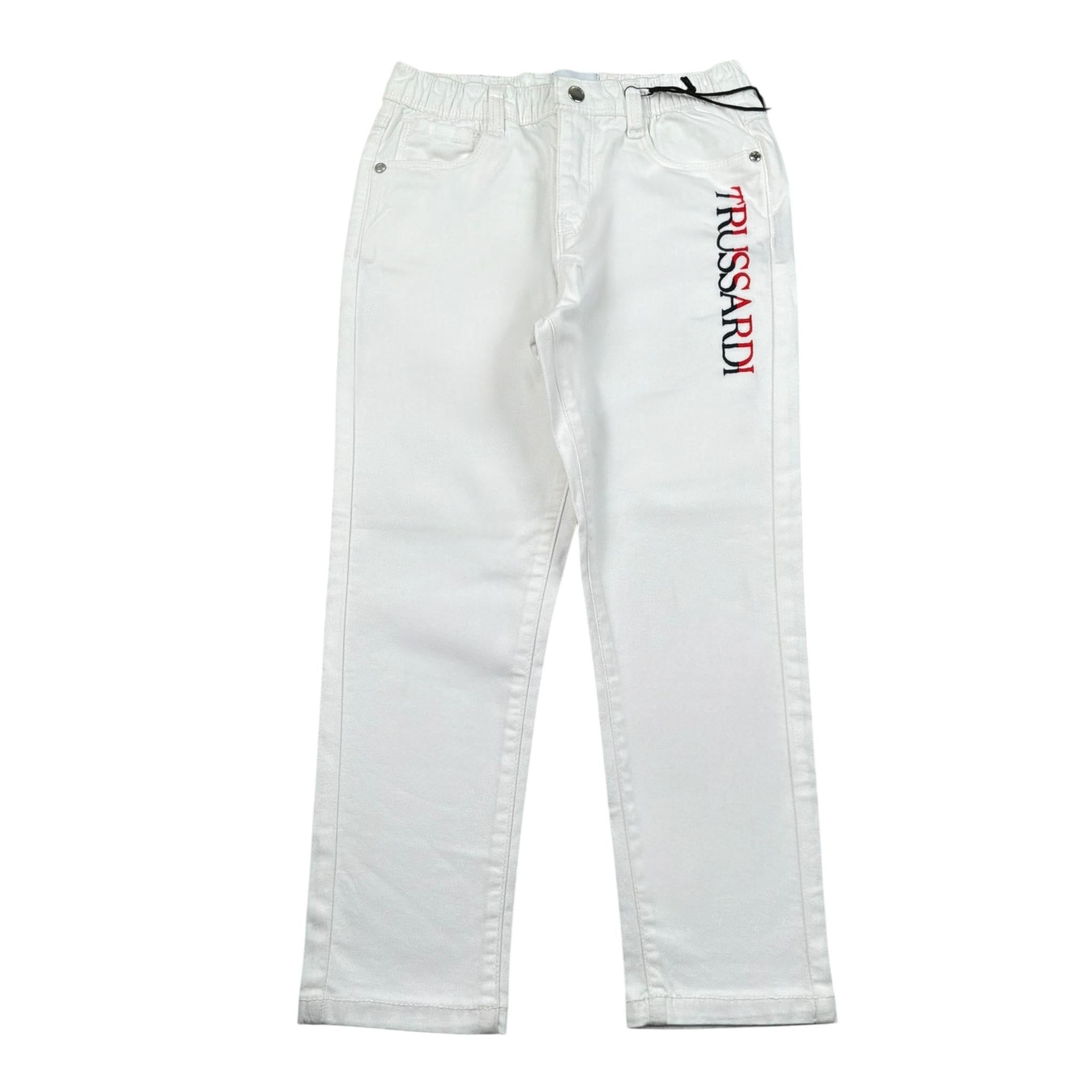 Trussardi Pantalone Tinta Unita con Stampa per Bambino TIP24055PAB BIANCO TRUSSARDI 