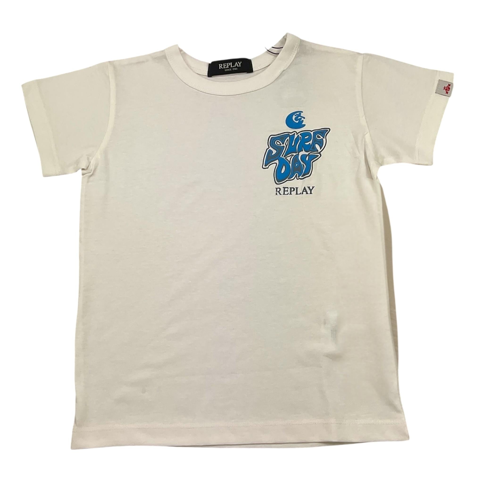 Replay T-Shirt Girocollo Tinta Unita con Stampa per Bambino SB7360 BIANCO REPLAY 