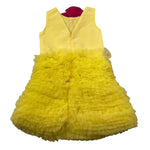 Miss Grant Abito Giromanica Tinta Unita con Tulle per Bambina MG1349 GIALLO MISS GRANT 