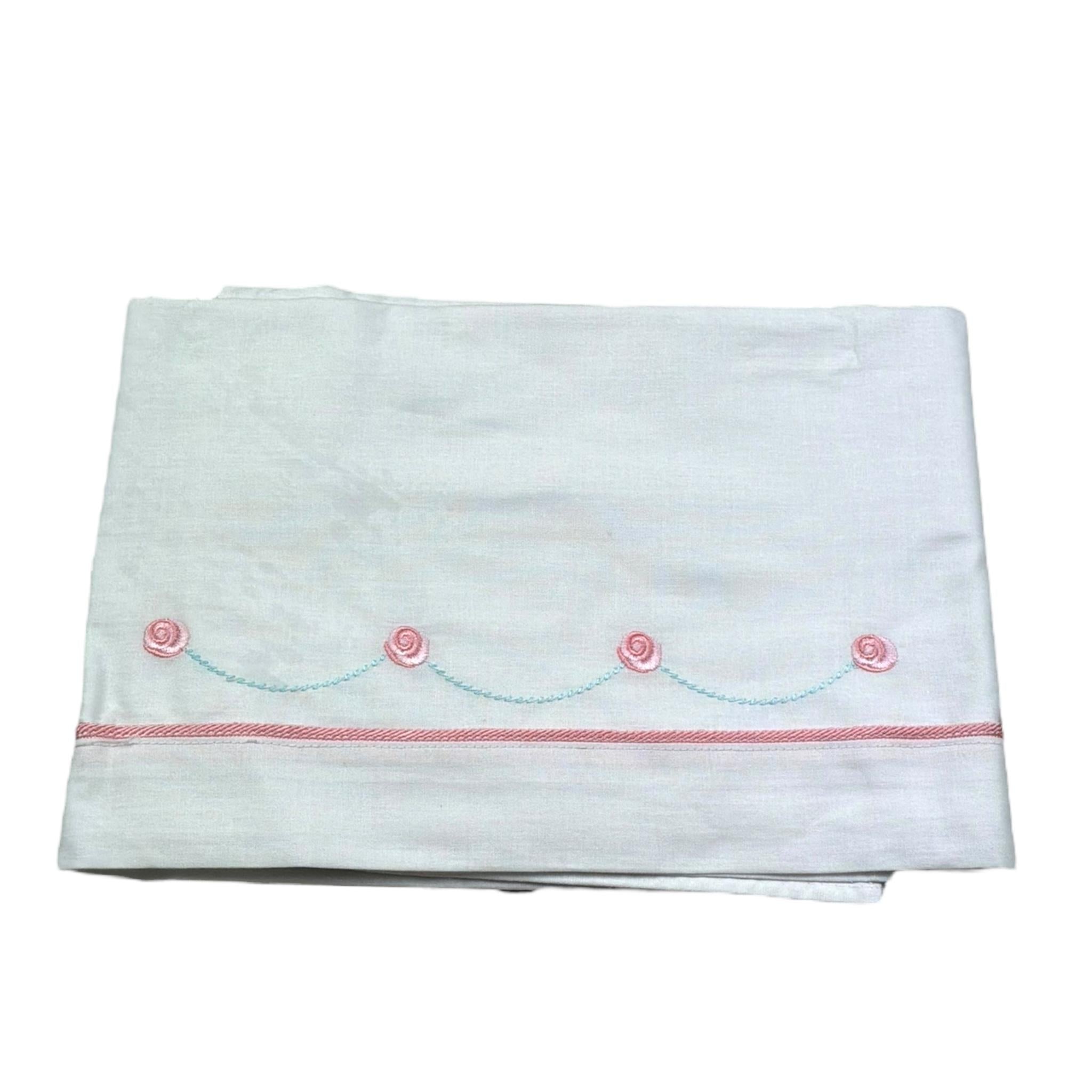 Isabel & Martinez Lenzuola Tinta Unita con Ricami per Neonata IM25N421 BIANCO ISABEL & MARTINEZ 