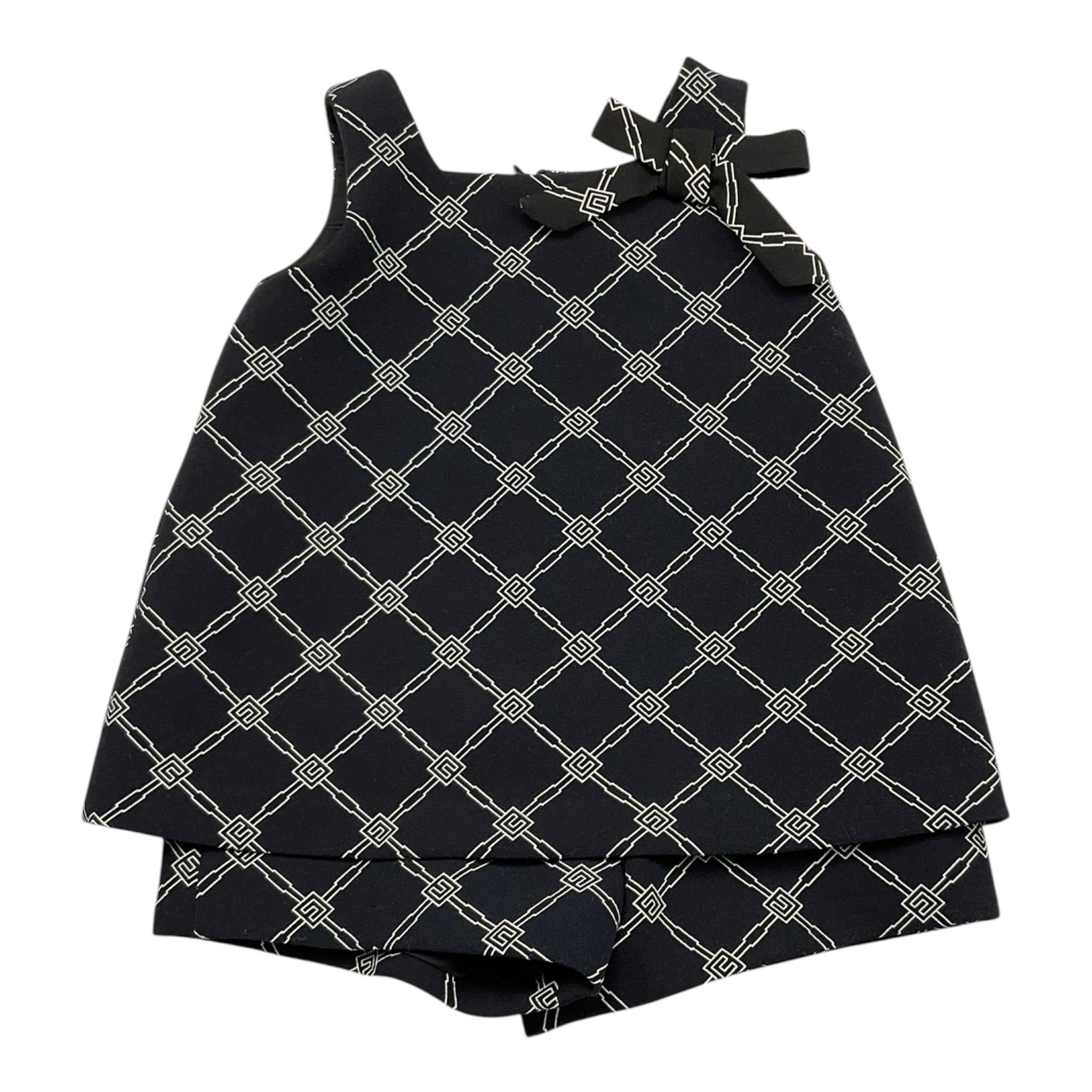 Elisabetta Franchi Pagliaccetto Giromanica Tinta Unita con Fantasia per Neonata EGTA008 NERO ELISABETTA FRANCHI 