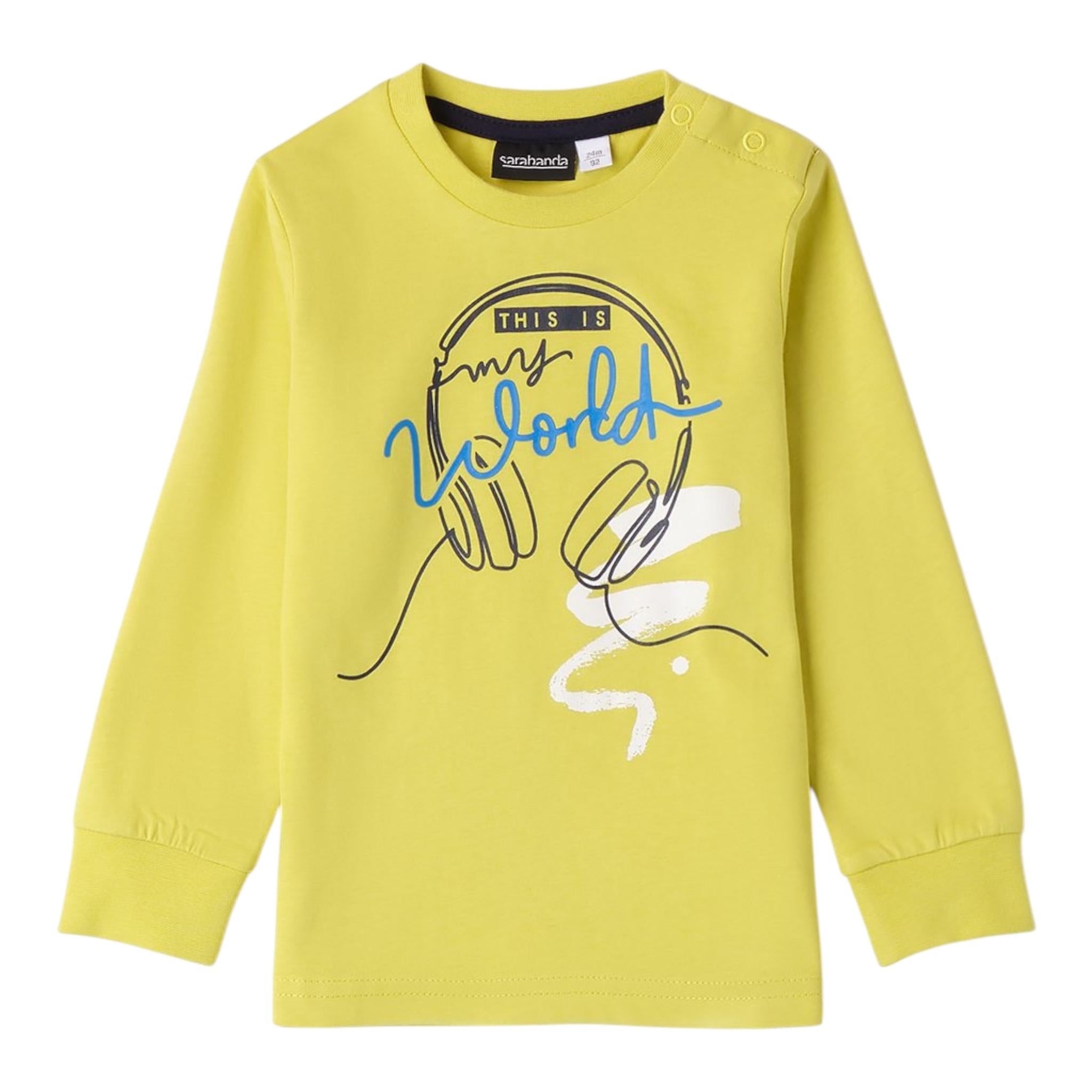 SARABANDA shirt girocollo tinta unita con stampa Verde acido per Neonato A011 VERDE ACIDO SARABANDA 