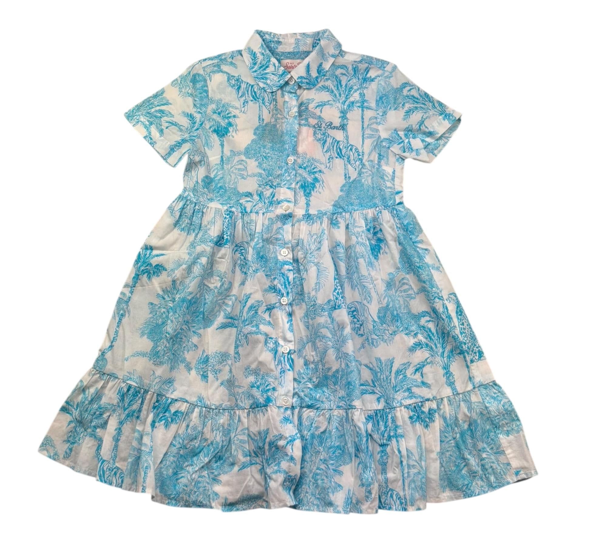 Saint Barth Abito Mezza Manica Tinta Unita Stampa Fantasia per Bambina MISSY BIANCO/AZZURRO SAINT BARTH 