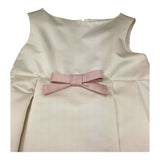 Colori Chiari Abito Cerimonia Tinta Unita Giromanica con Fiocco In Contrasto per Bambina FB103489 BIANCO COLORI CHIARI 