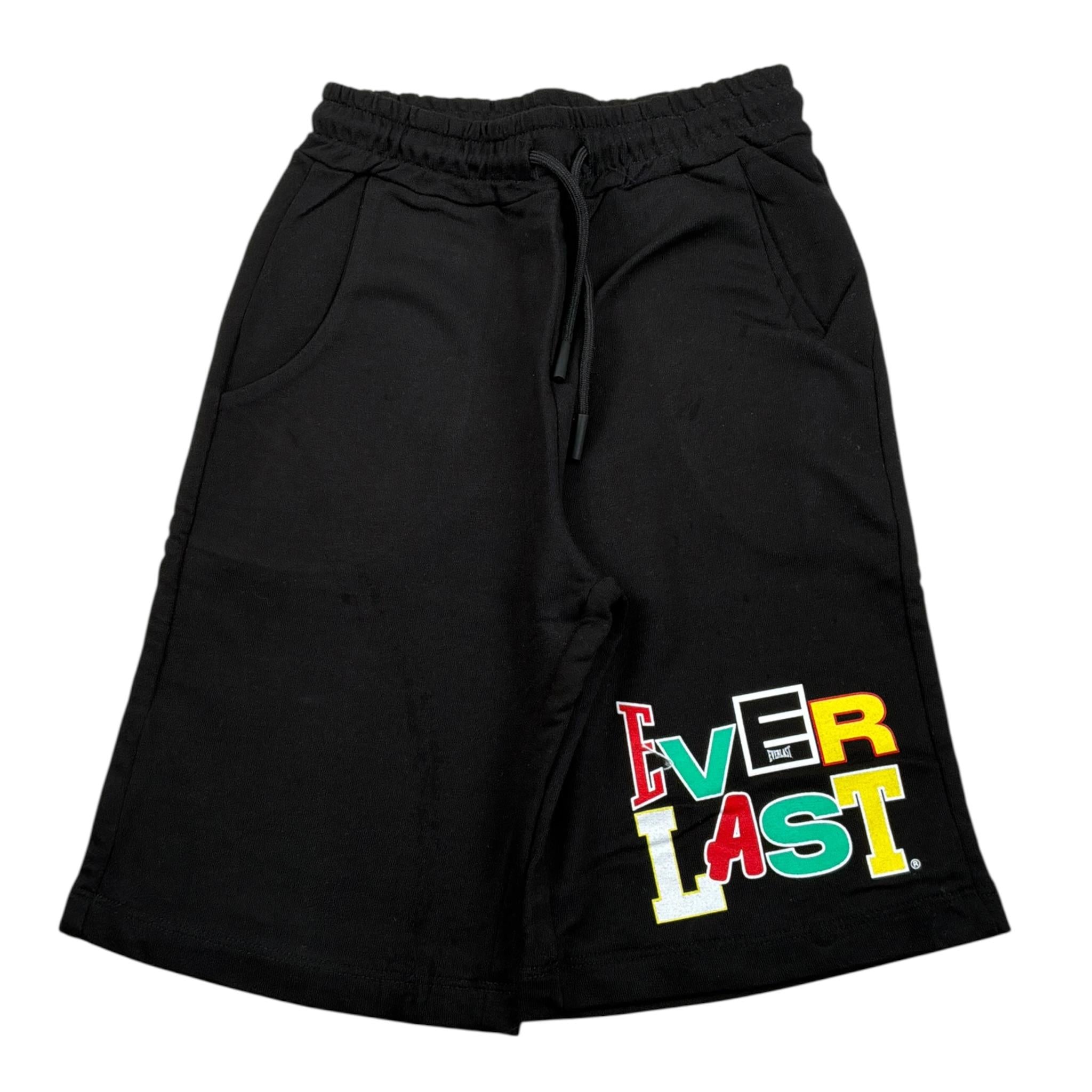 Everlast Bermuda In Tuta tinta unita con Stampa Nero per Bambino ER53K NERO EVERLAST 