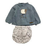 CALAMARO completo 2pz bicolore maglia-coulotte Azzurro per Neonato 11021X AZZURRO CALAMARO 