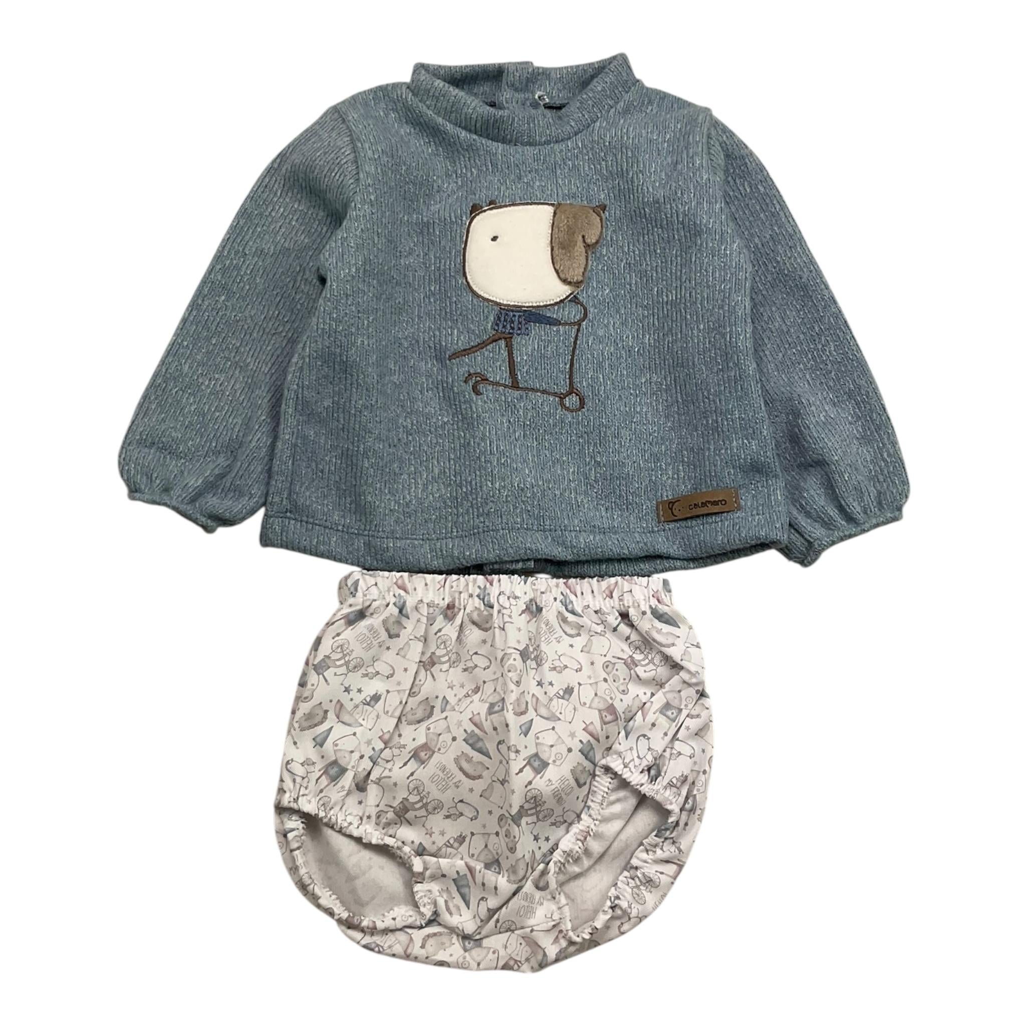 CALAMARO completo 2pz bicolore maglia-coulotte Azzurro per Neonato 11021X AZZURRO CALAMARO 