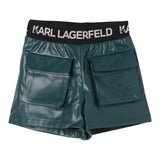 KARL LAGERFELD short tinta unita in ecopelle Verde per Bambina Z30197 VERDE KARL LAGERFELD 