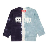 Diesel Felpa Girocollo Tricolore con Stampa per Neonato K00611 BLU DIESEL 
