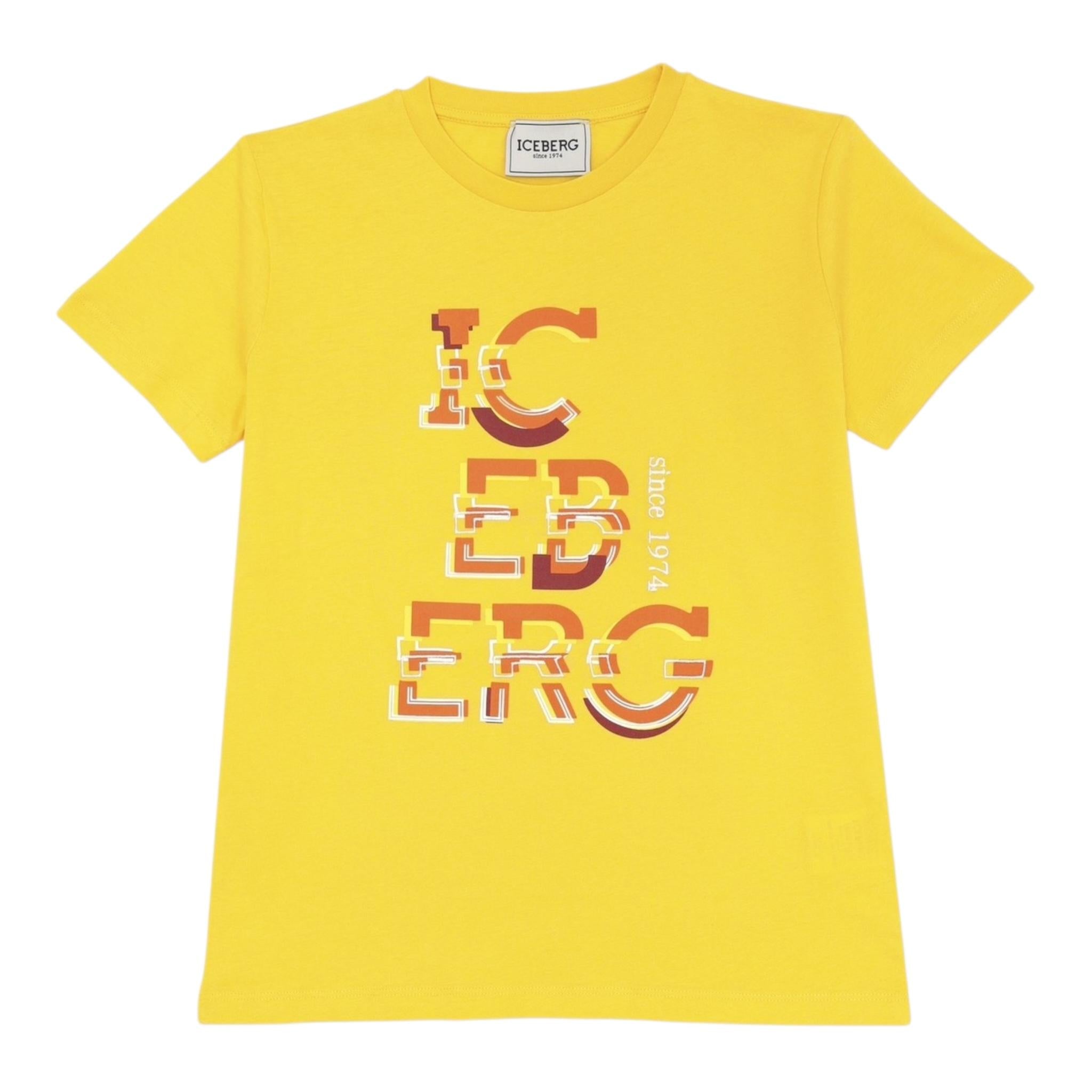 Iceberg T-Shirt Girocollo Tinta Unita per Bambino TSICE5116J GIALLO ICEBERG 