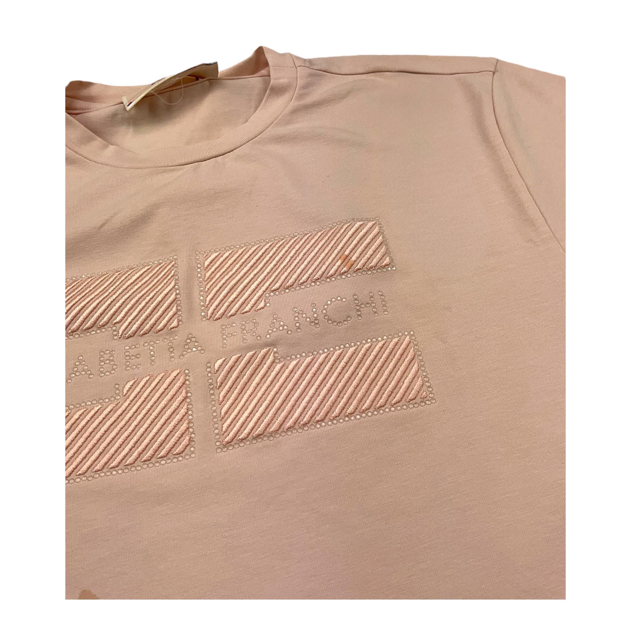 Elisabetta Franchi T-Shirt Girocollo Tinta Unita con Applicazioni Brillantini per Bambina EFTS230XX ROSA ELISABETTA FRANCHI 