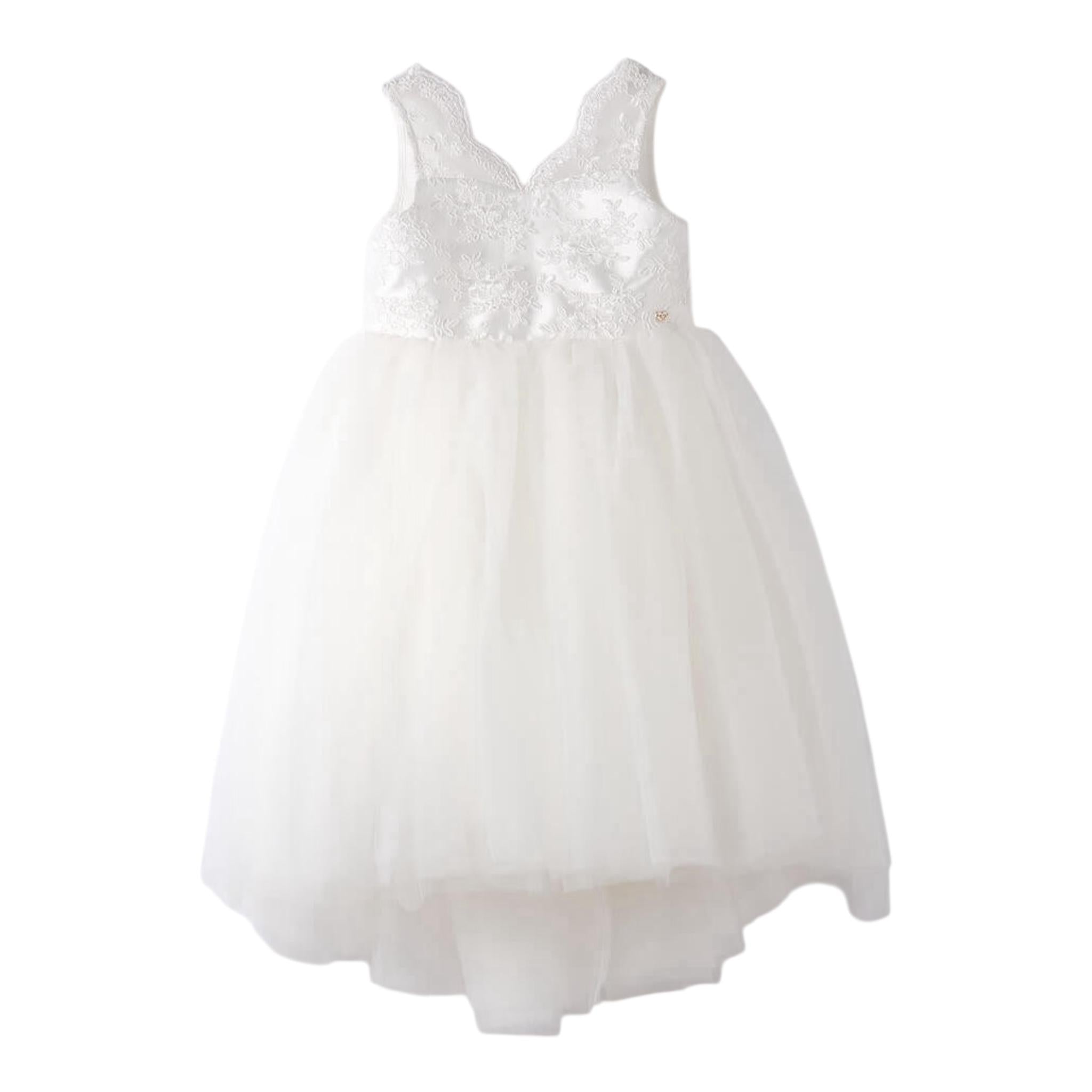 Sarabanda Abito Cerimonia Giromanica con Ricami per Bambina 08461 BIANCO SARABANDA 