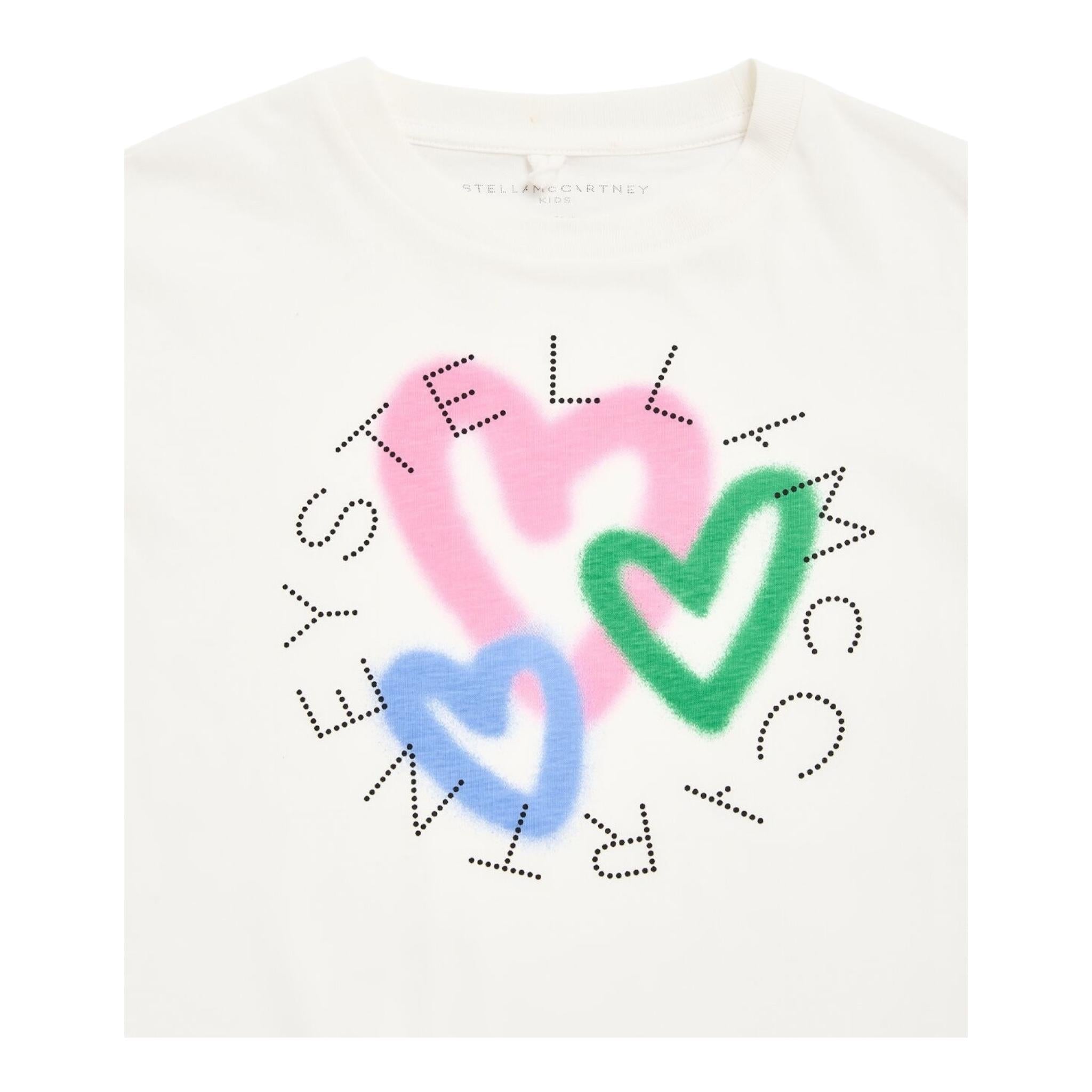 Stella Mccartney T-Shirt Girocollo Tinta Unita con Stampa per Bambina TW8C61 BIANCO STELLA McCARTNEY 