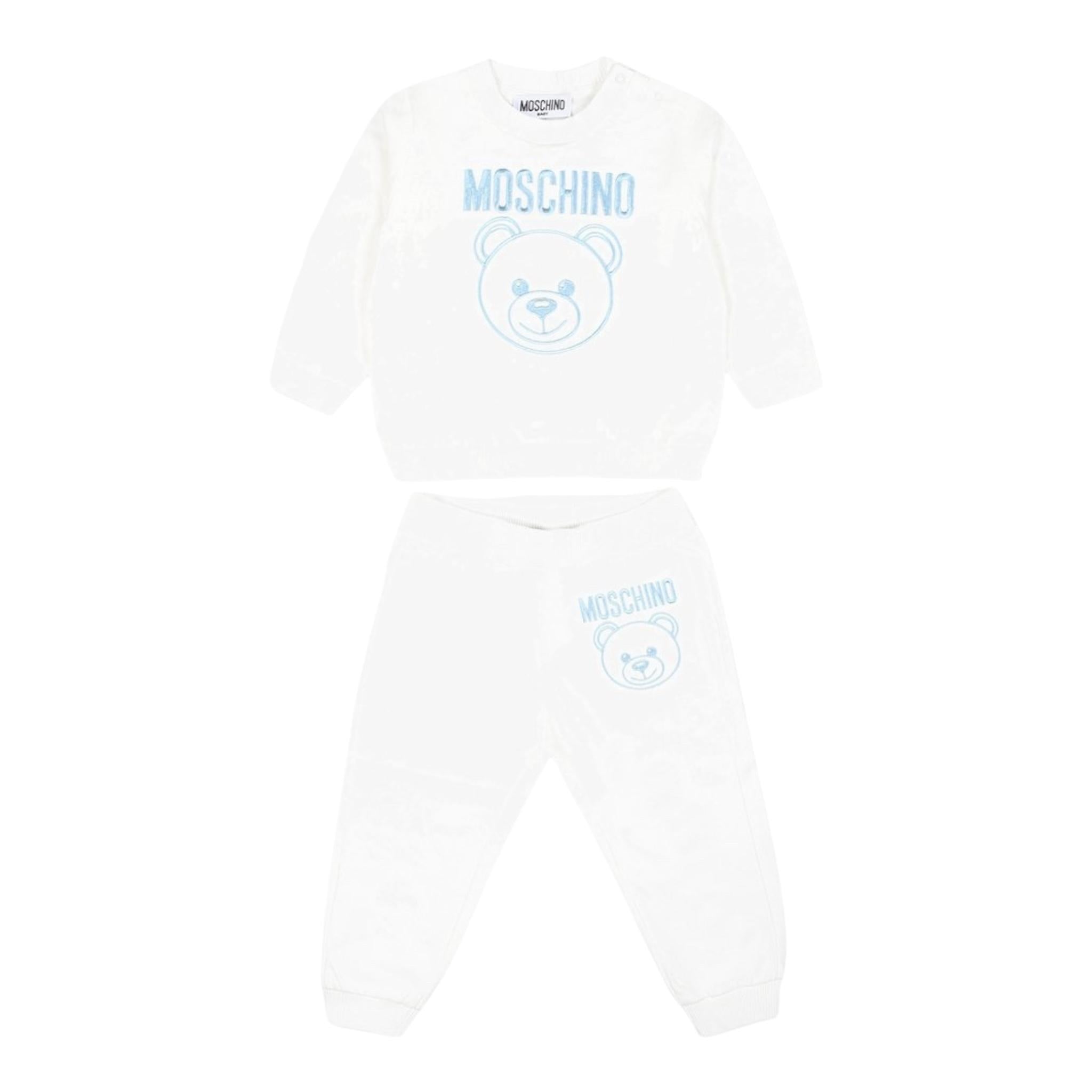 MOSCHINO completo 2 pezzi felpa-pantalone tinta unita Bianco per Neonato MUK051 BIANCO MOSCHINO 