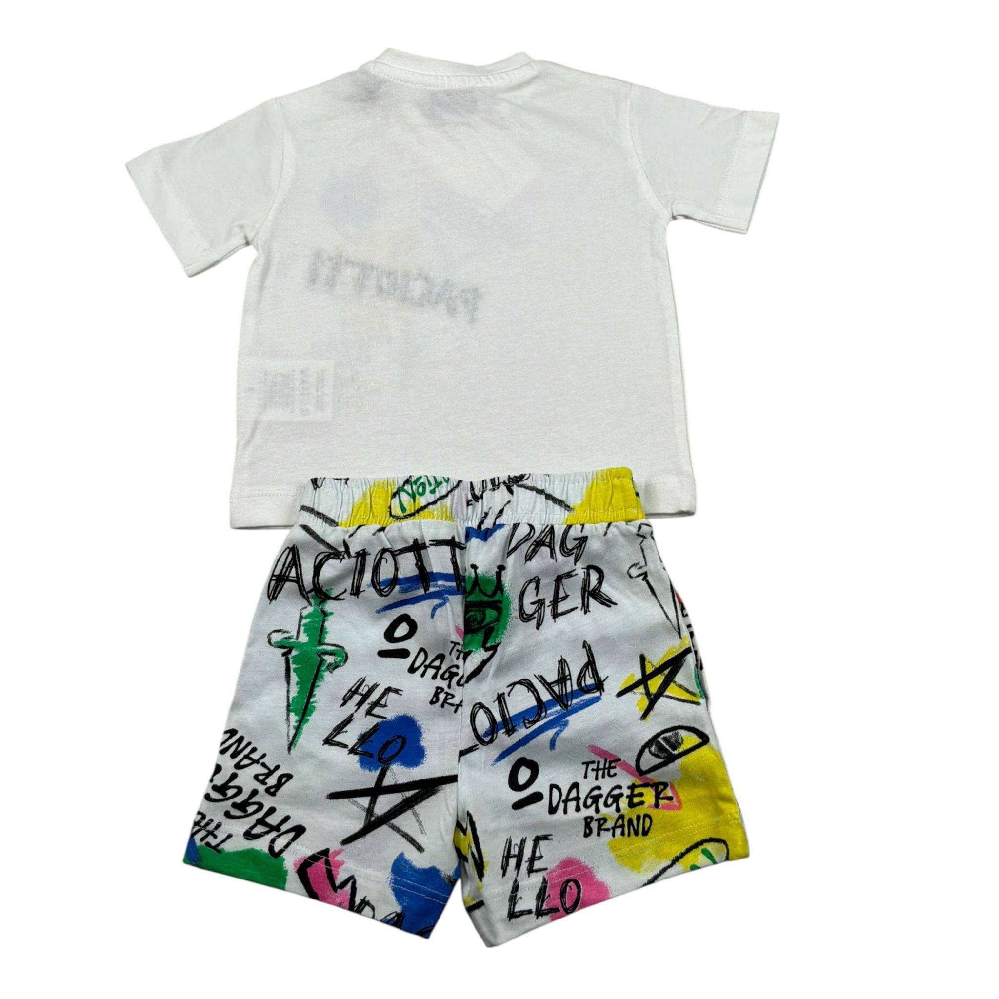 Cesare Paciotti Completo 2 Pezzi T-Shirt-Bermuda tinta unita con Stampa Bianco per Neonato COMP5124BXX BIANCO CESARE PACIOTTI 