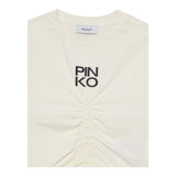 Pinko T-Shirt Girocollo Tinta Unita con Logo per Bambina KFTS007 PANNA PINKO 