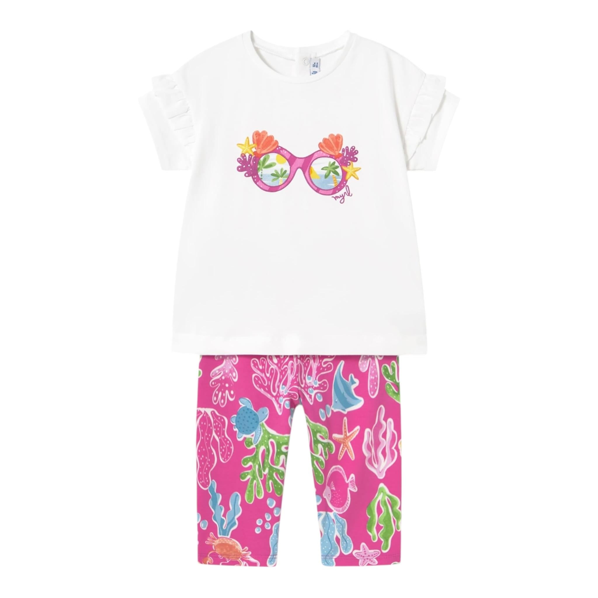 Mayoral Completo 2 Pezzi T-Shirt-Leggins per Neonata 1739X BIANCO/FUXIA MAYORAL 