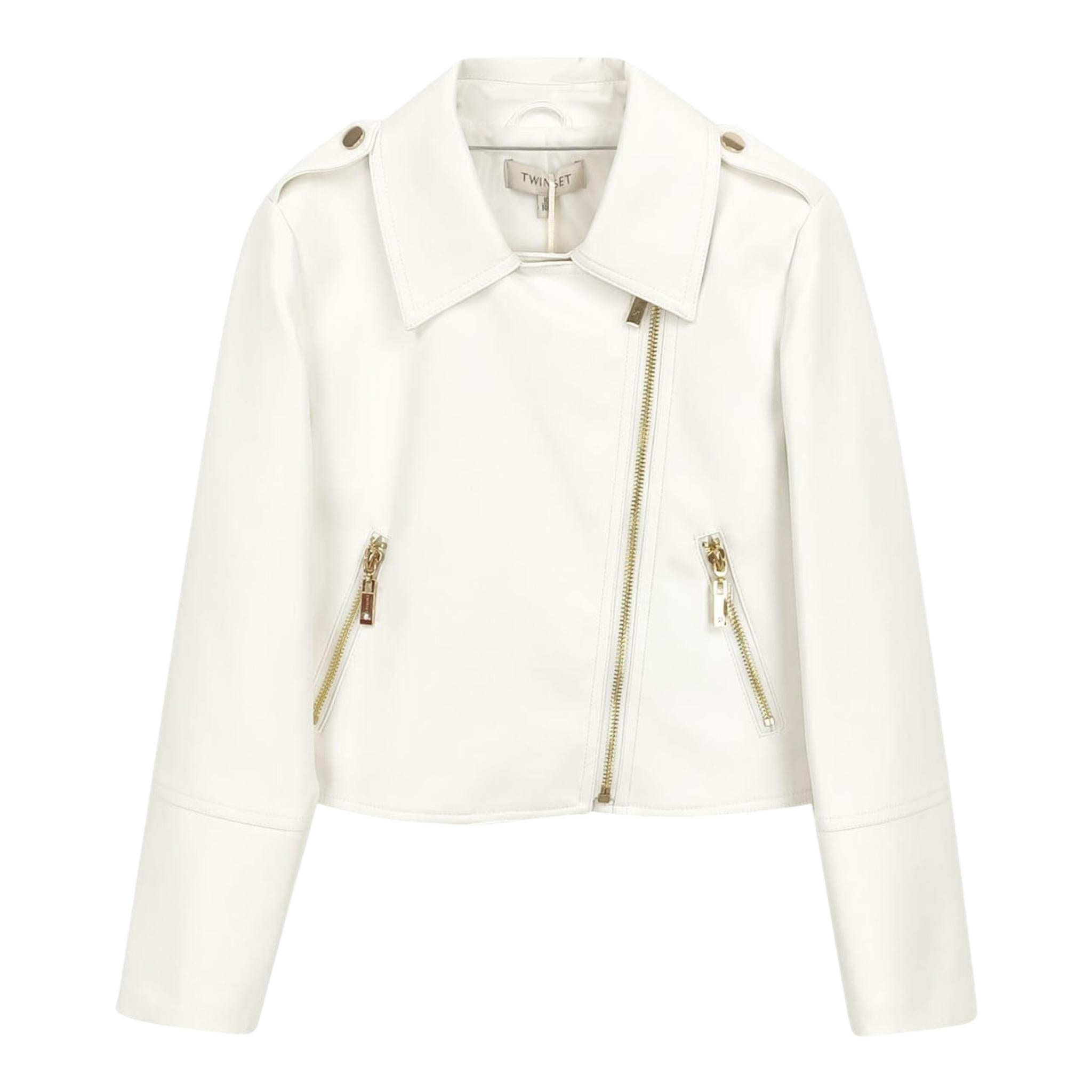 Twinset Giubbino In Ecopelle Tinta Unita con Zip per Bambina 251GJ2561X BIANCO TWINSET 