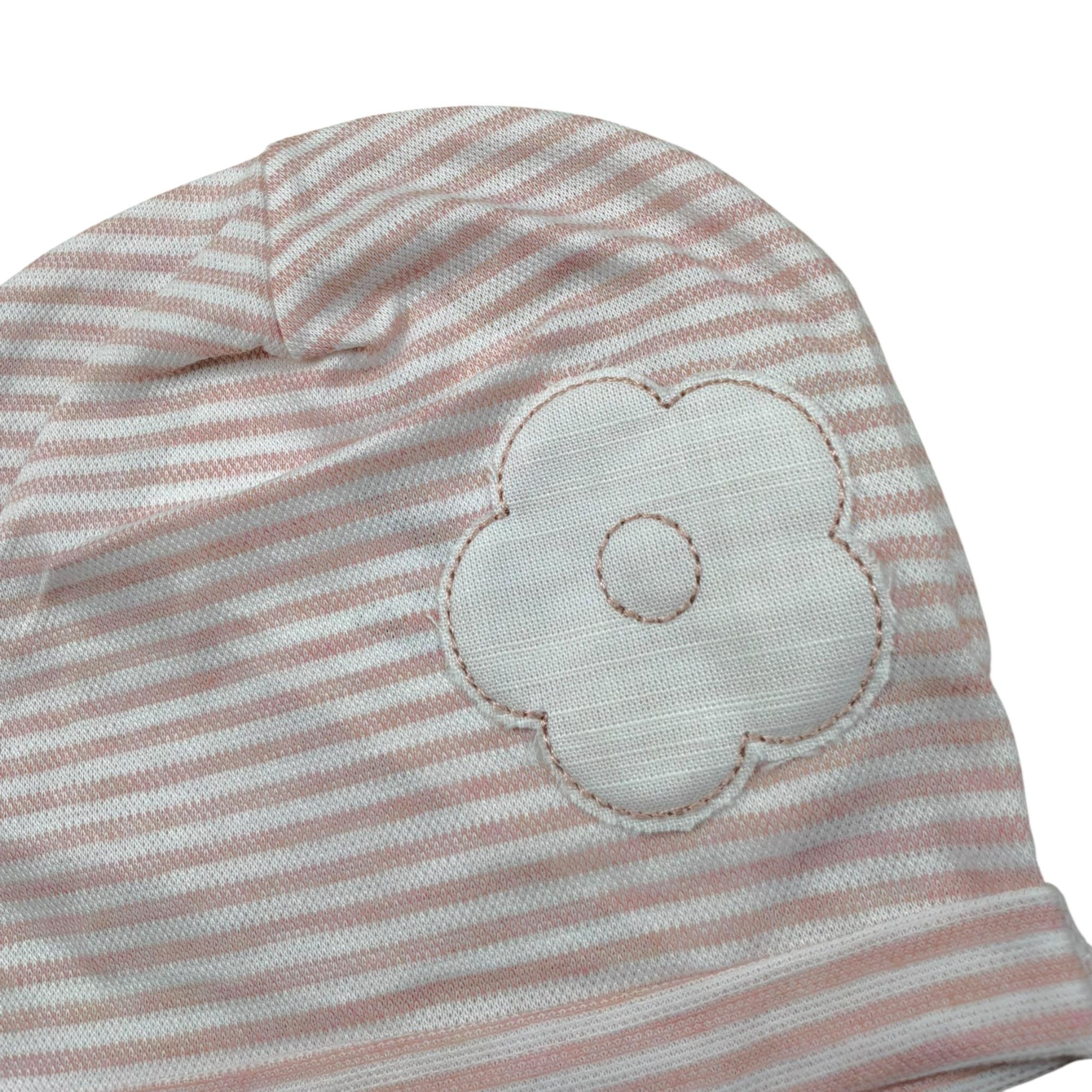 Barcellino Cappello Tinta Unita con Fantasia A Righe per Neonata 12097 BIANCO BARCELLINO 