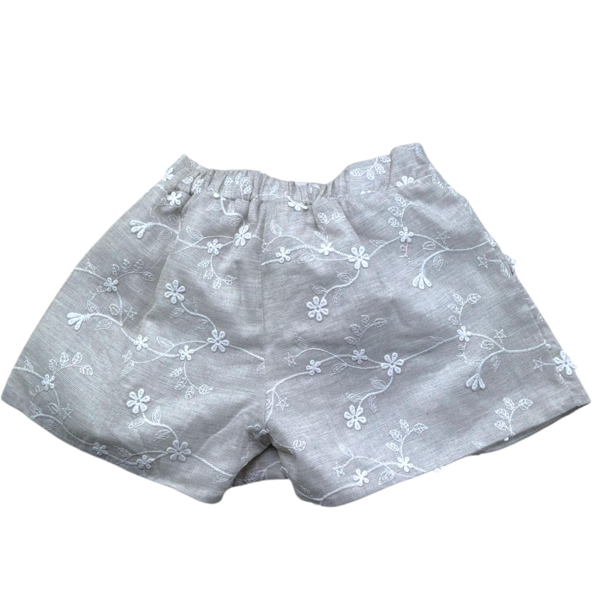 Le Bebe' Short Tinta Unita con Ricami per Neonata LBG6377 SABBIA LE BEBE' 