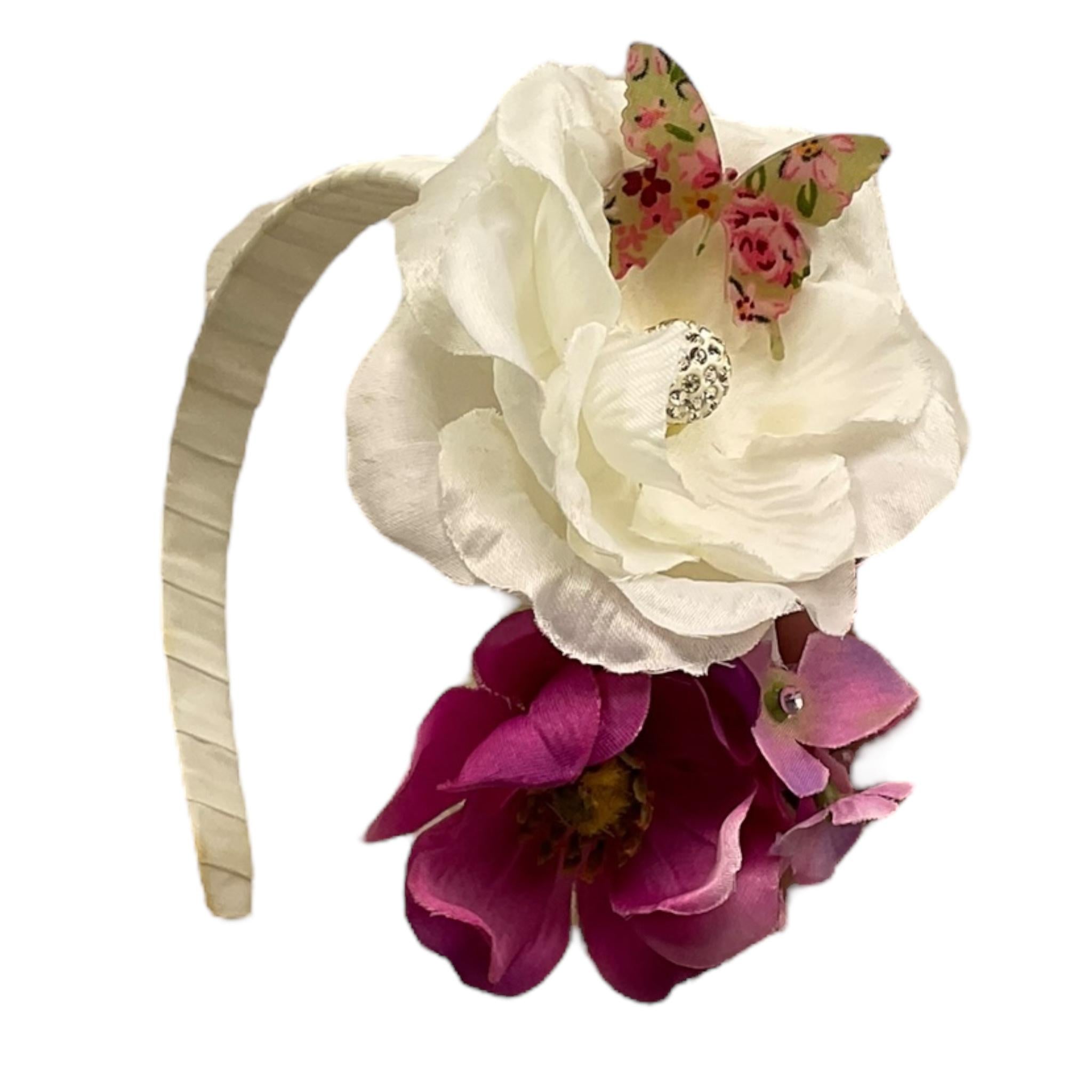 Fun & Fun Cerchietto Tinta Unita con Applicazione per Bambina CRCC1 PANNA FUN & FUN 