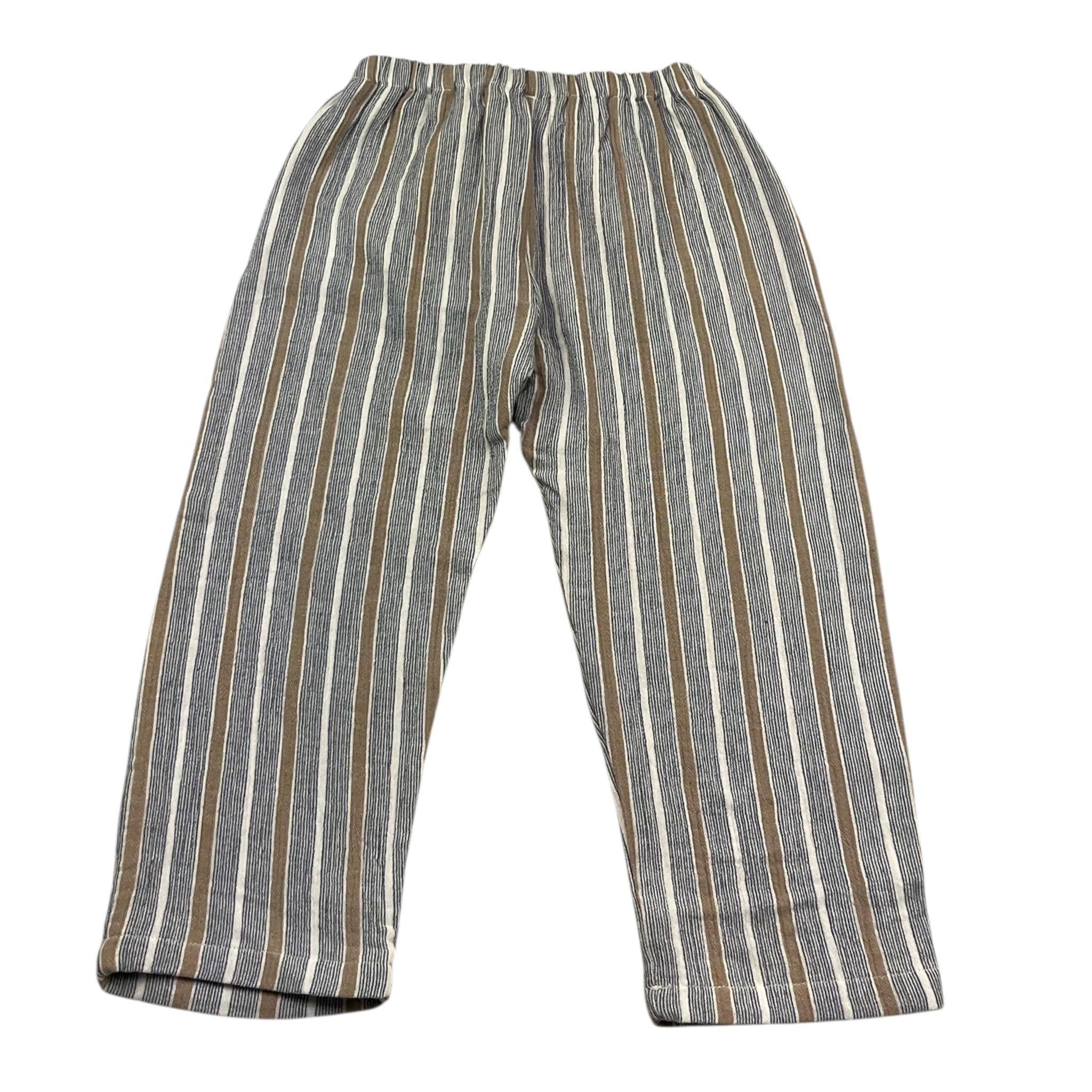 Petit Indi Pantalone Tinta Unita con Fantasia A Righe per Bambino SS25BK8229 BLU PETIT INDI 