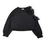 Please Felpa Tinta Unita con Tulle per Bambina LB03172G73 NERO PLEASE 