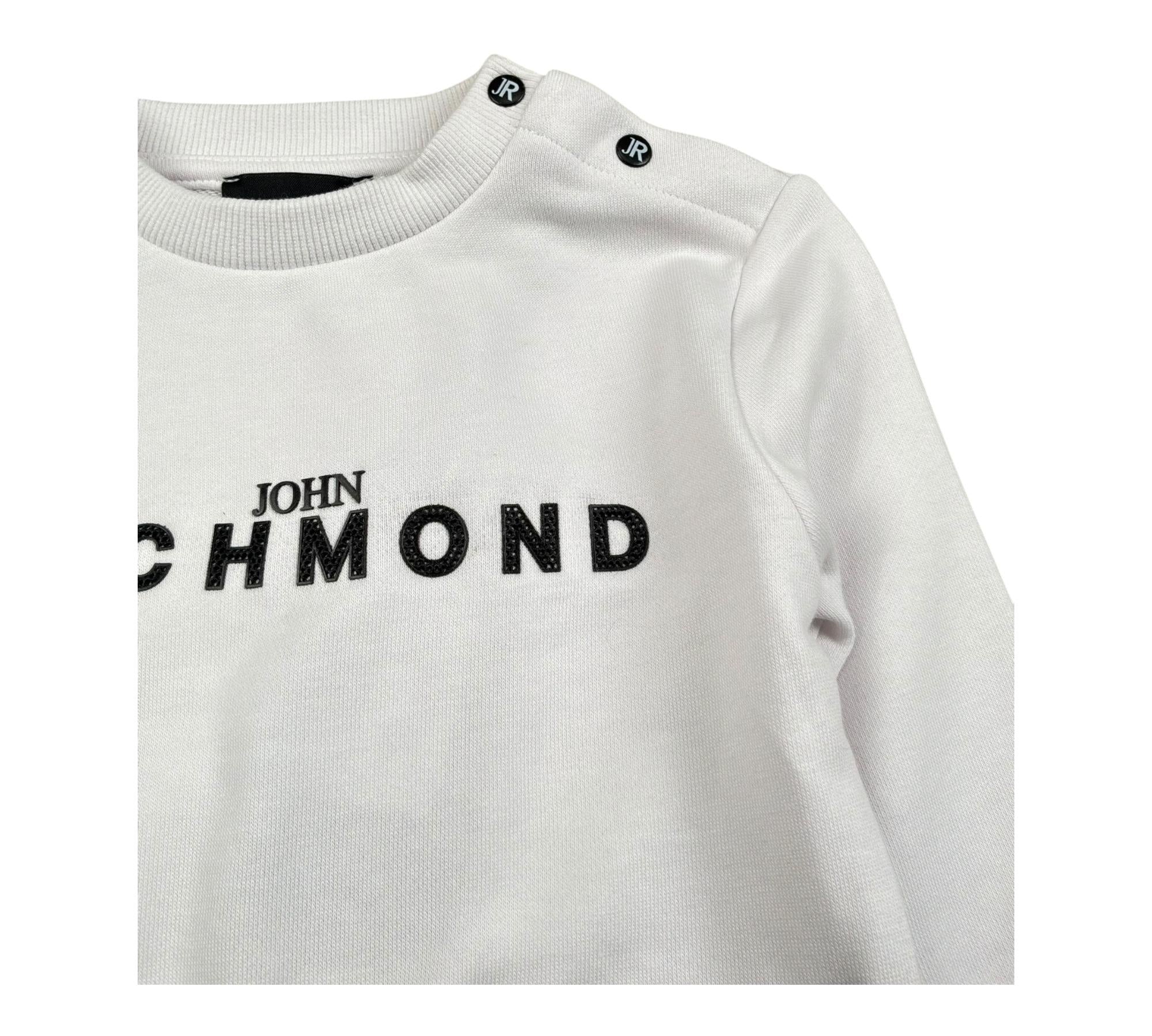 John Richmond Felpa Chiusa Girocollo Tinta Unita con Logo per Neonato RIP26036FE BIANCO JOHN RICHMOND 