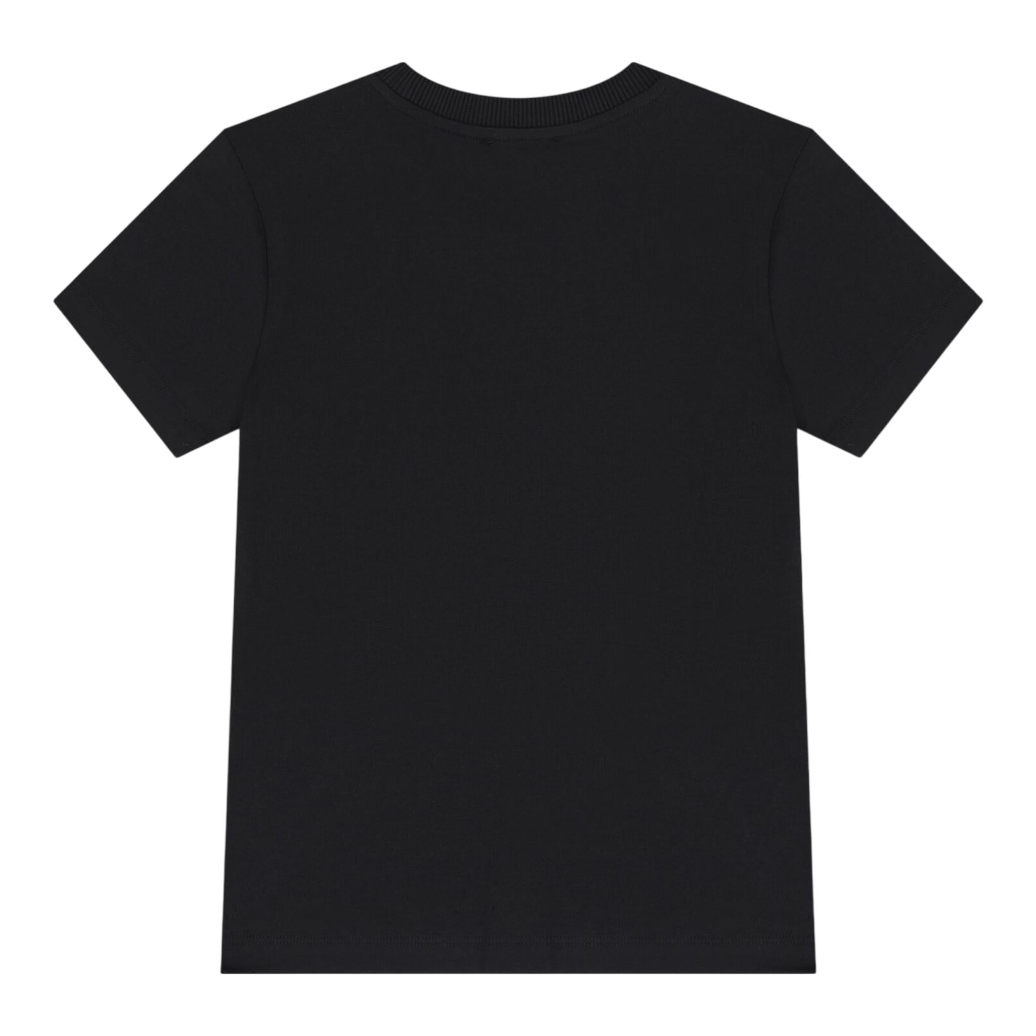 Moschino T-Shirt Girocollo Tinta Unita con Stampa per Bambino HUM05C NERO MOSCHINO 