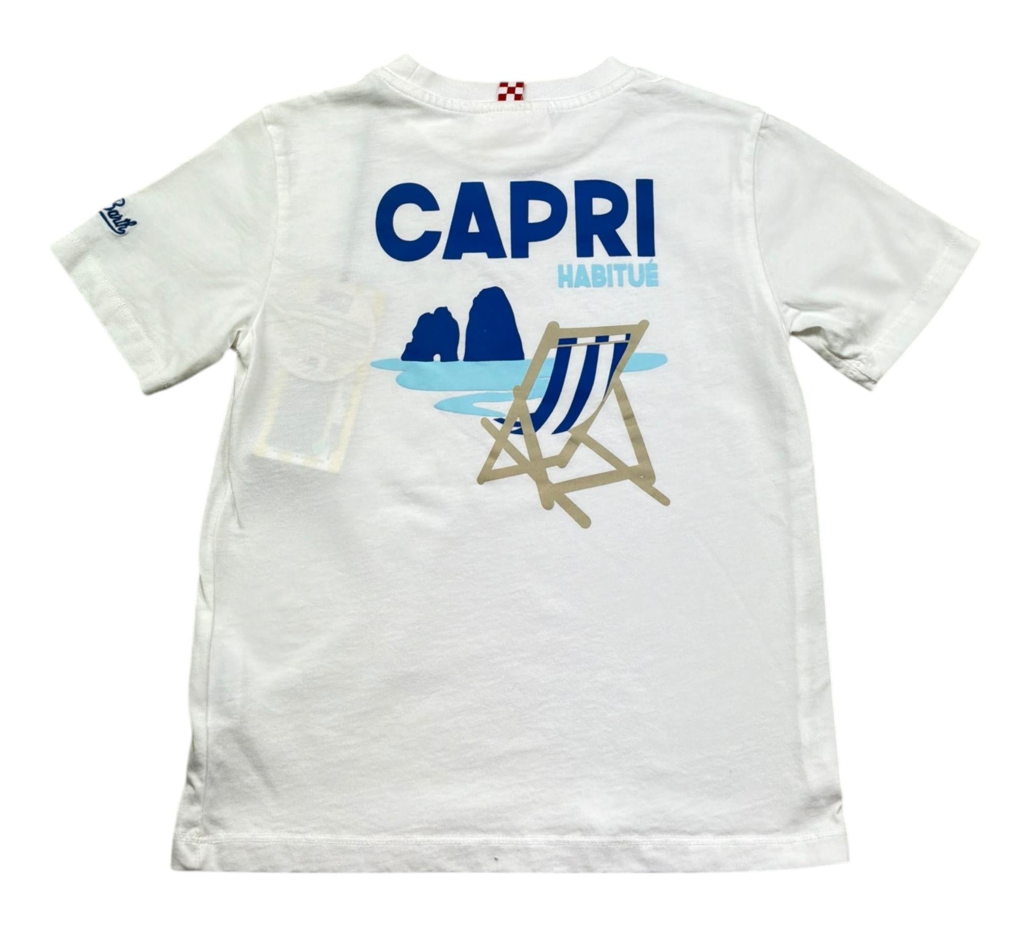 Saint Barth T-Shirt Girocollo Tinta Unita con Stampa per Bambino PORTLAND BIANCO SAINT BARTH 