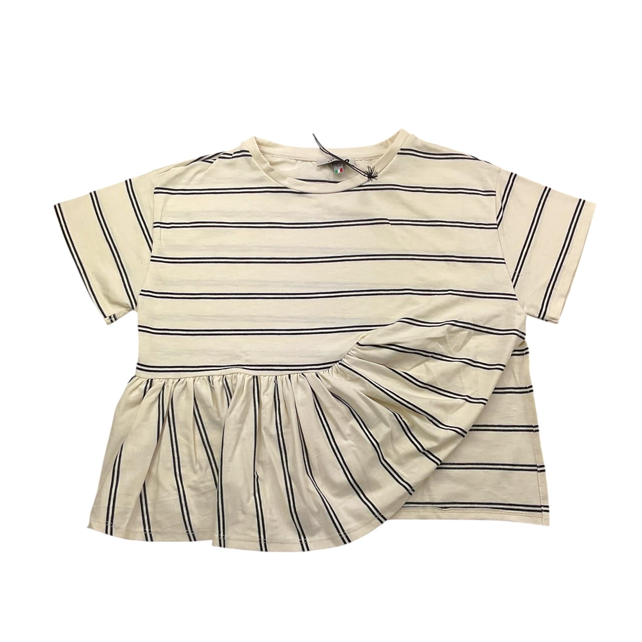 Dixie T-Shirt Tinta Unita con Fantasia A Righe per Bambina MB46031G74 PANNA DIXIE 