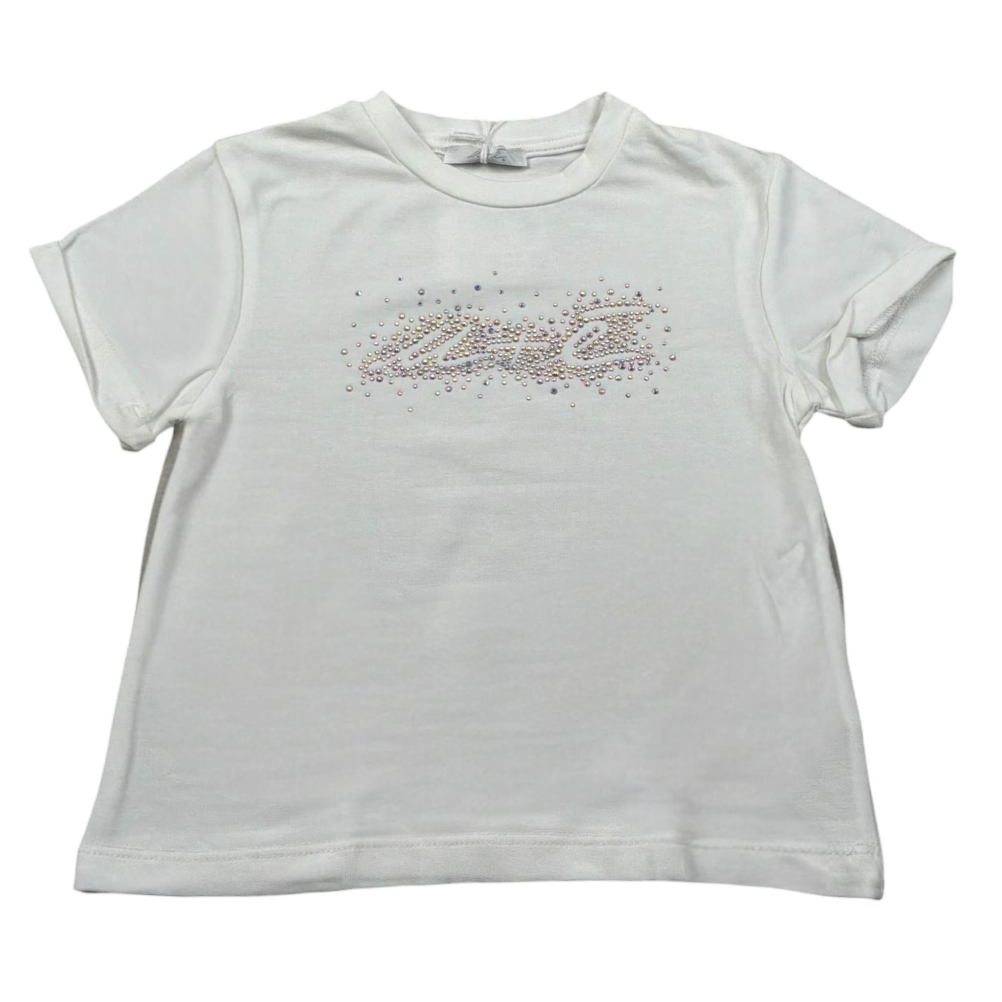 M+E' T-Shirt Girocollo tinta unita con Brillantini Bianco per Bambina UE1817X BIANCO M+E' 