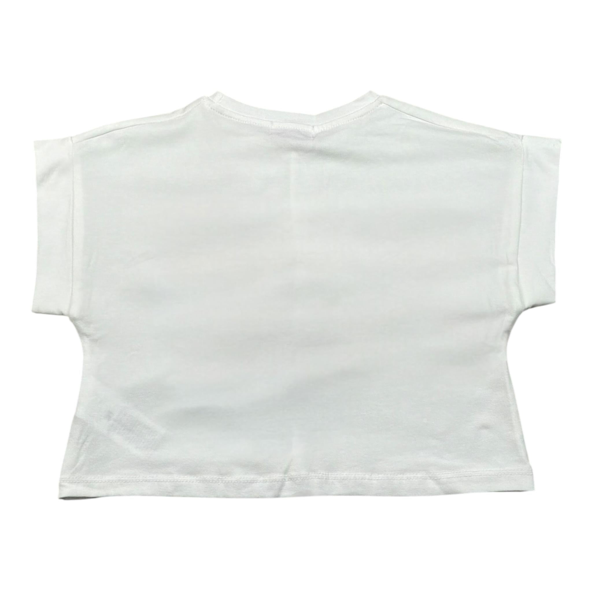 Kaos T-Shirt Girocollo Tinta Unita con Arriccio per Bambina KS185 BIANCO KAOS 