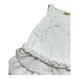 Monnalisa Abito Giromanica Tinta Unita con Ricami per Bambina 795902 BIANCO MONNALISA 