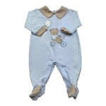 Isabel & Martinez Tutina Manica Lunga Tinta Unita con Ricami per Neonato IM25N478 AZZURRO ISABEL & MARTINEZ 