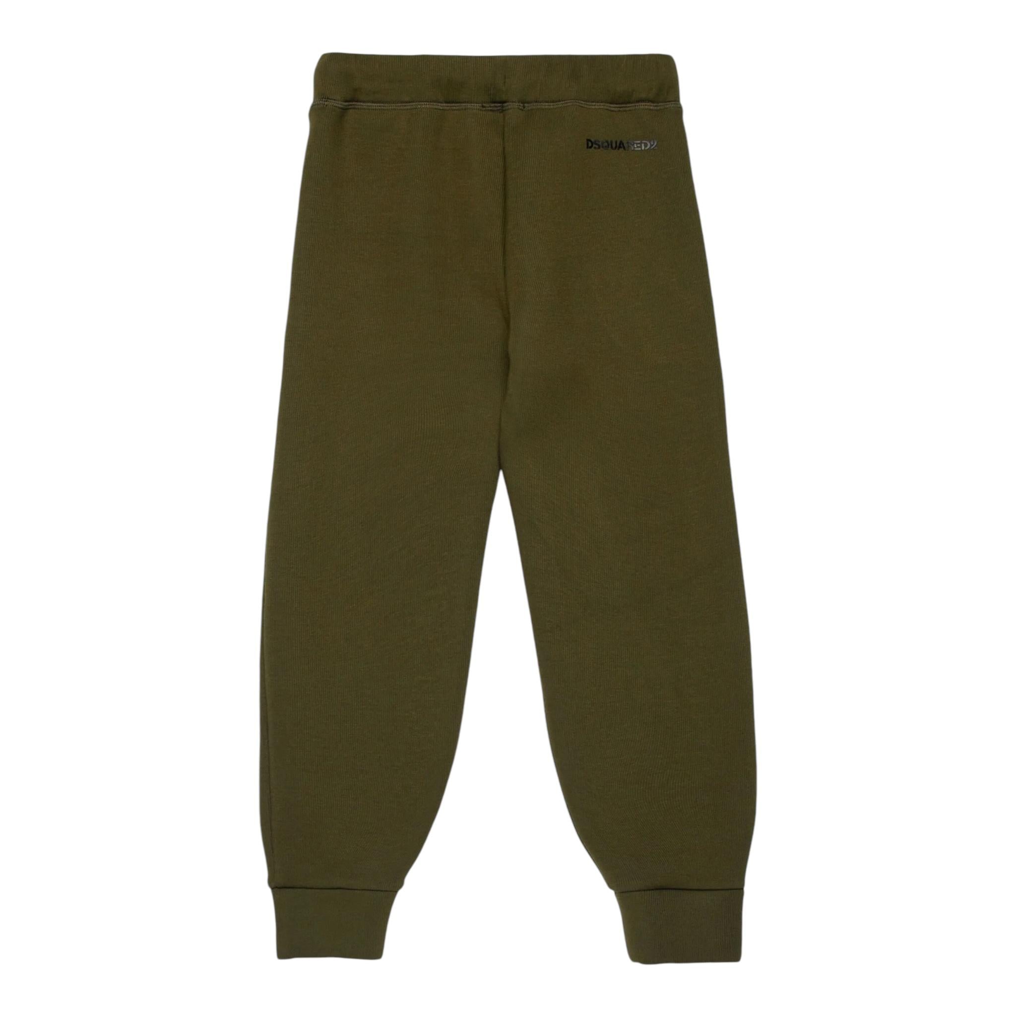 DSQUARED2 pantalone tuta tinta unita con stampa logo Verde per Bambino DQ2458 VERDE DSQUARED2 
