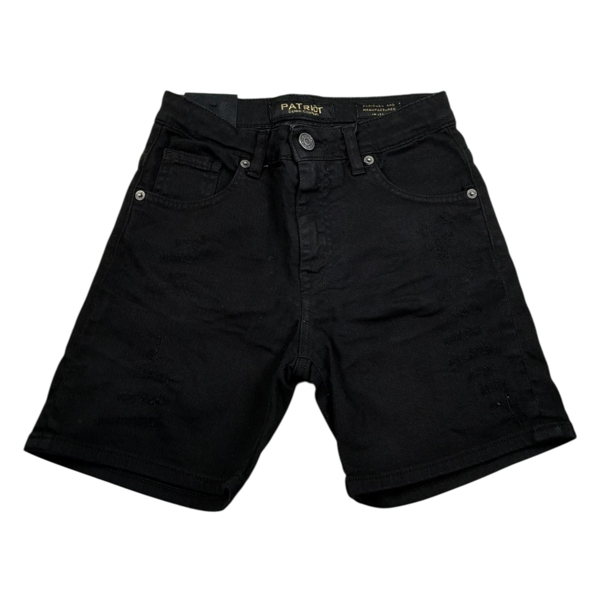 Patriot Bermuda In Denim Tinta Unita con Girovita Regolabile per Bambino PBC1429 NERO PATRIOT 