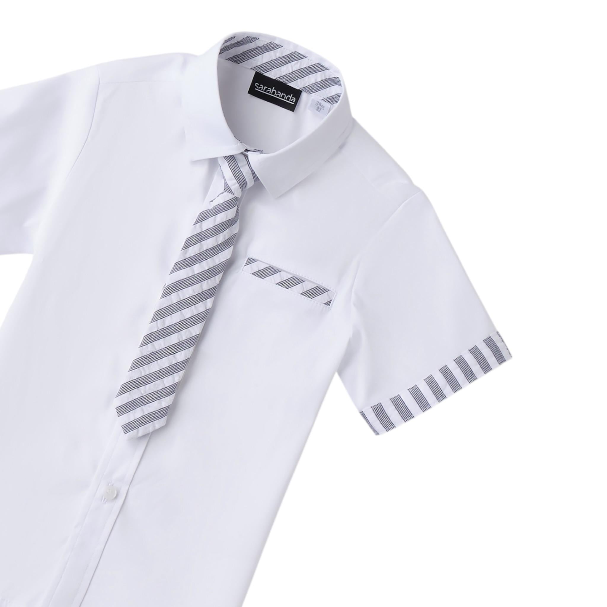 Sarabanda Camicia Tinta Unita con Cravatta per Bambino 0B132 BIANCO SARABANDA 
